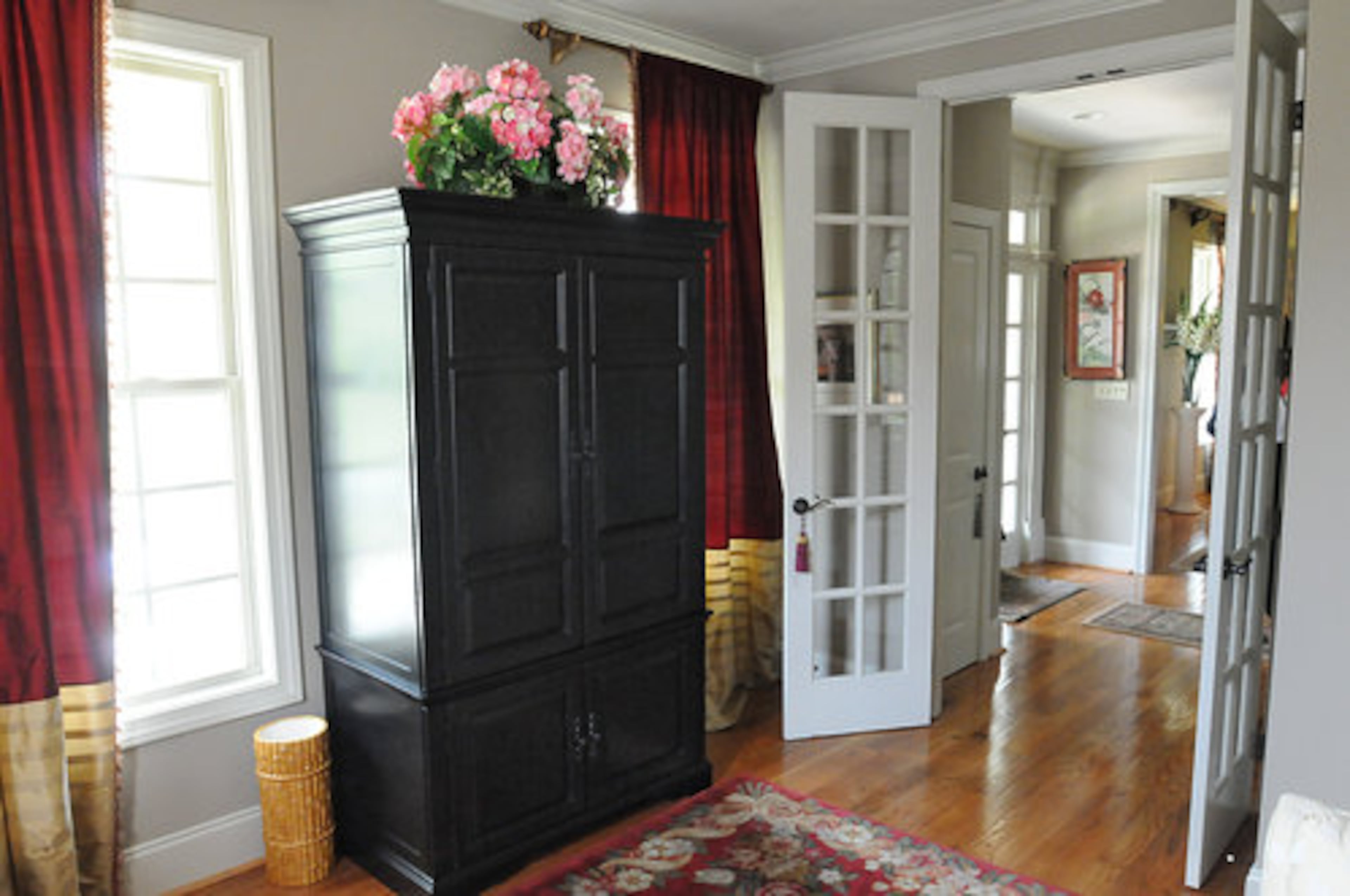 The glass-paned doors leading into Sylvia Mays' office are a custom addition.