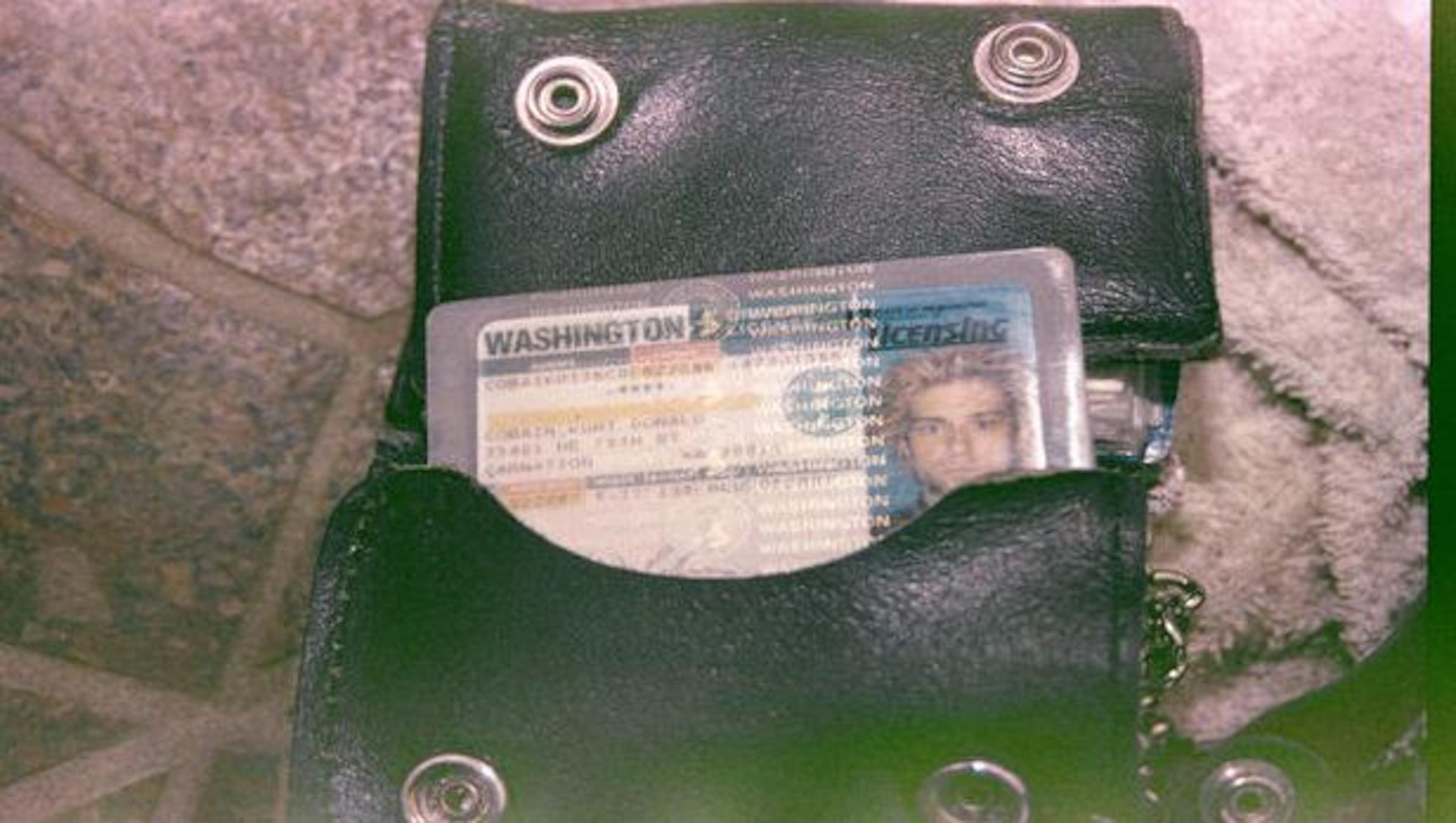 Kurt Cobain's WA State drivers license and wallet that was left at the scene.