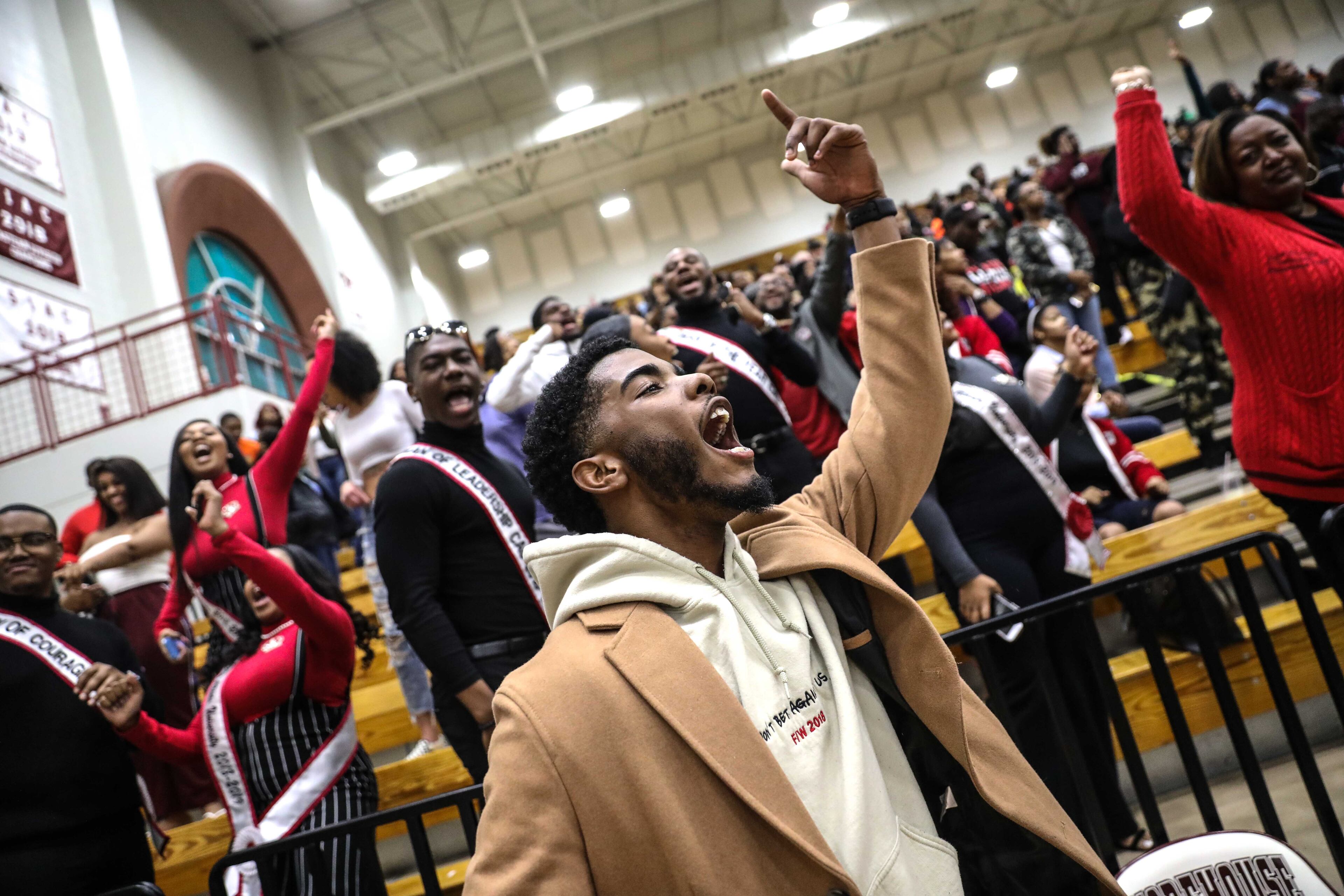 Clark Atlanta fans cheer in the last minutes during a college basketball game against Morehouse College, Saturday, Feb. 9, 2019, in Atlanta. BRANDEN CAMP/SPECIAL