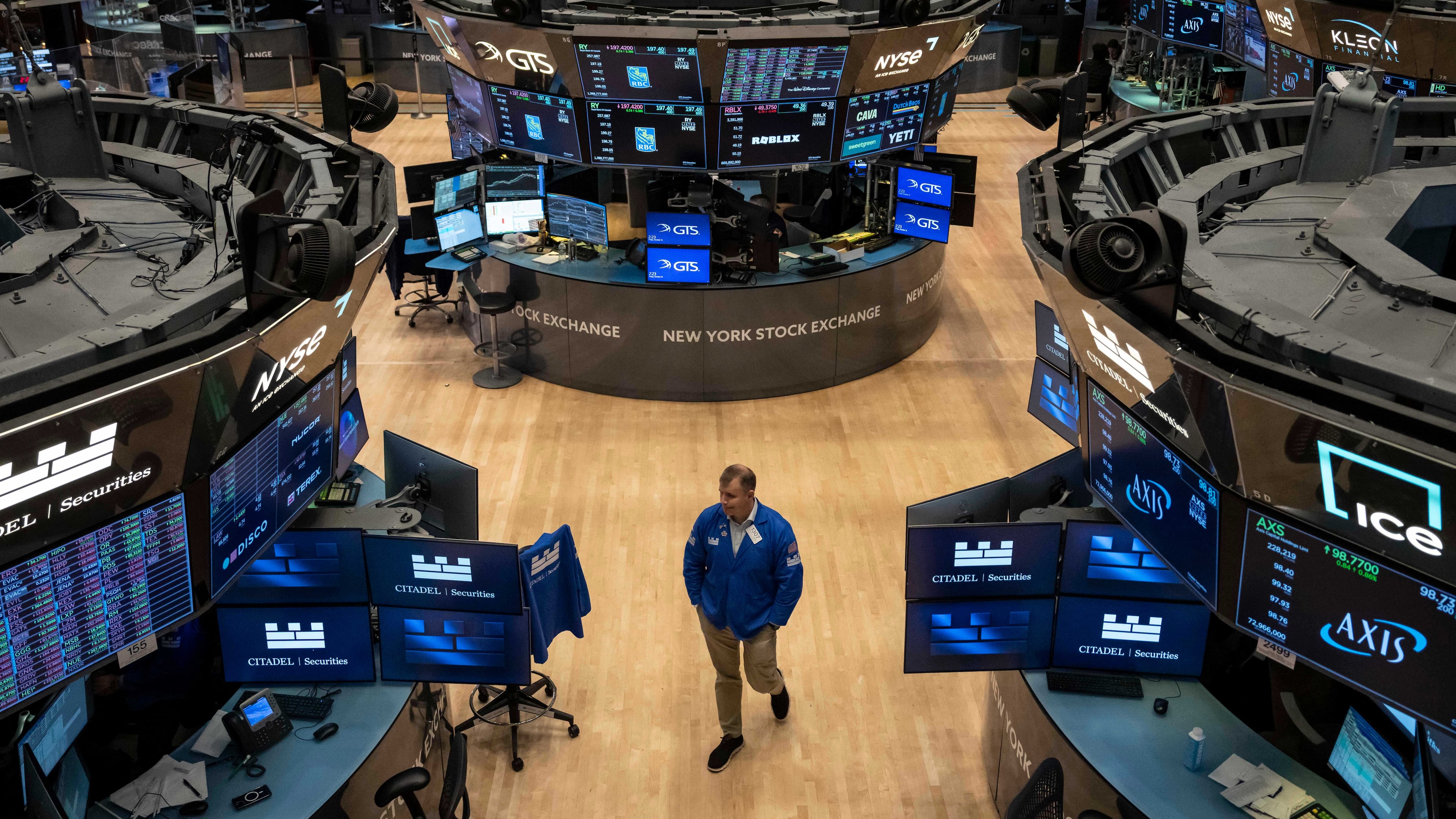 A general view shows the floor of the New York Stock Exchange, Friday, Oct. 16, 2026, in New York. (AP Photo/Yuki Iwamura)
