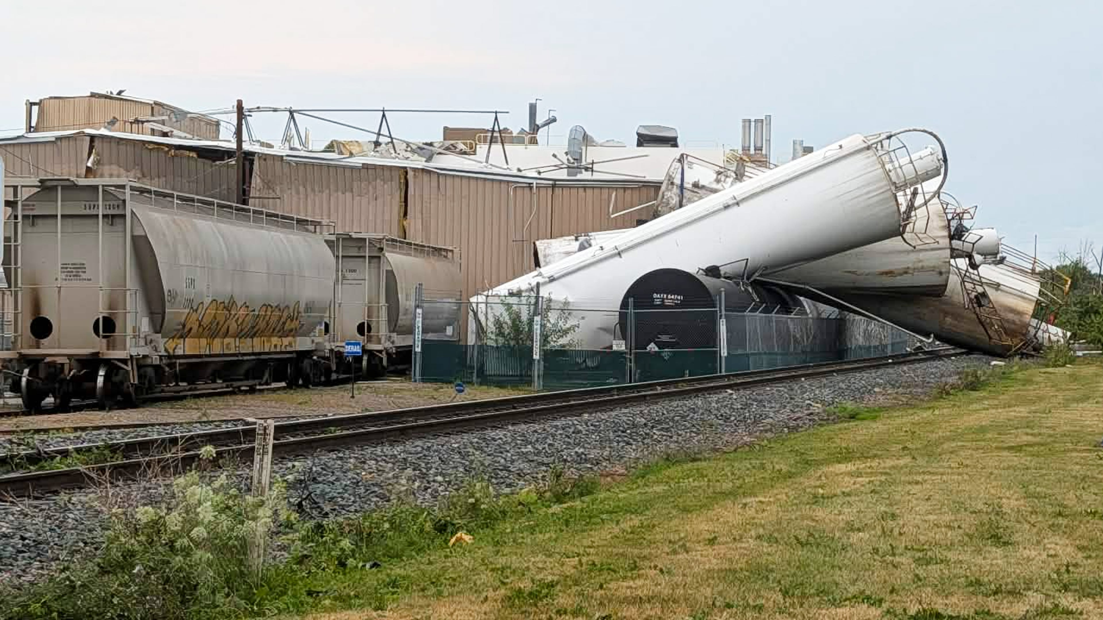 This photo provided by Douglas Tom Williams, shows damage from a severe storm in Menasha, Wis., Monday, July 27, 2026. (Douglas Tom Williams via AP)