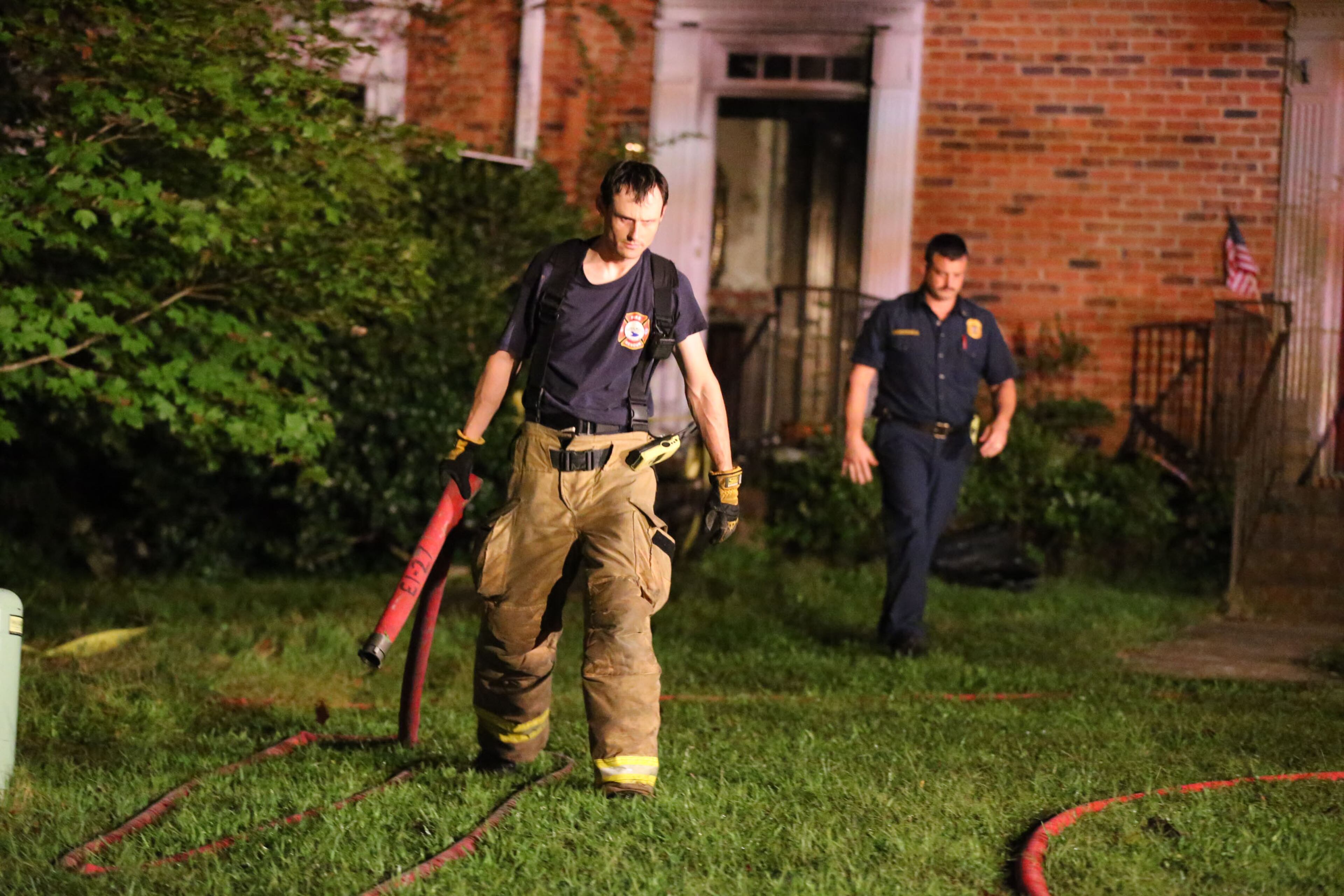 Two people died early Monday after being pulled from a burning home in Sandy Springs. The fire broke out around midnight in a duplex on North River Parkway. | JOHN SPINK/jspink@ajc.om