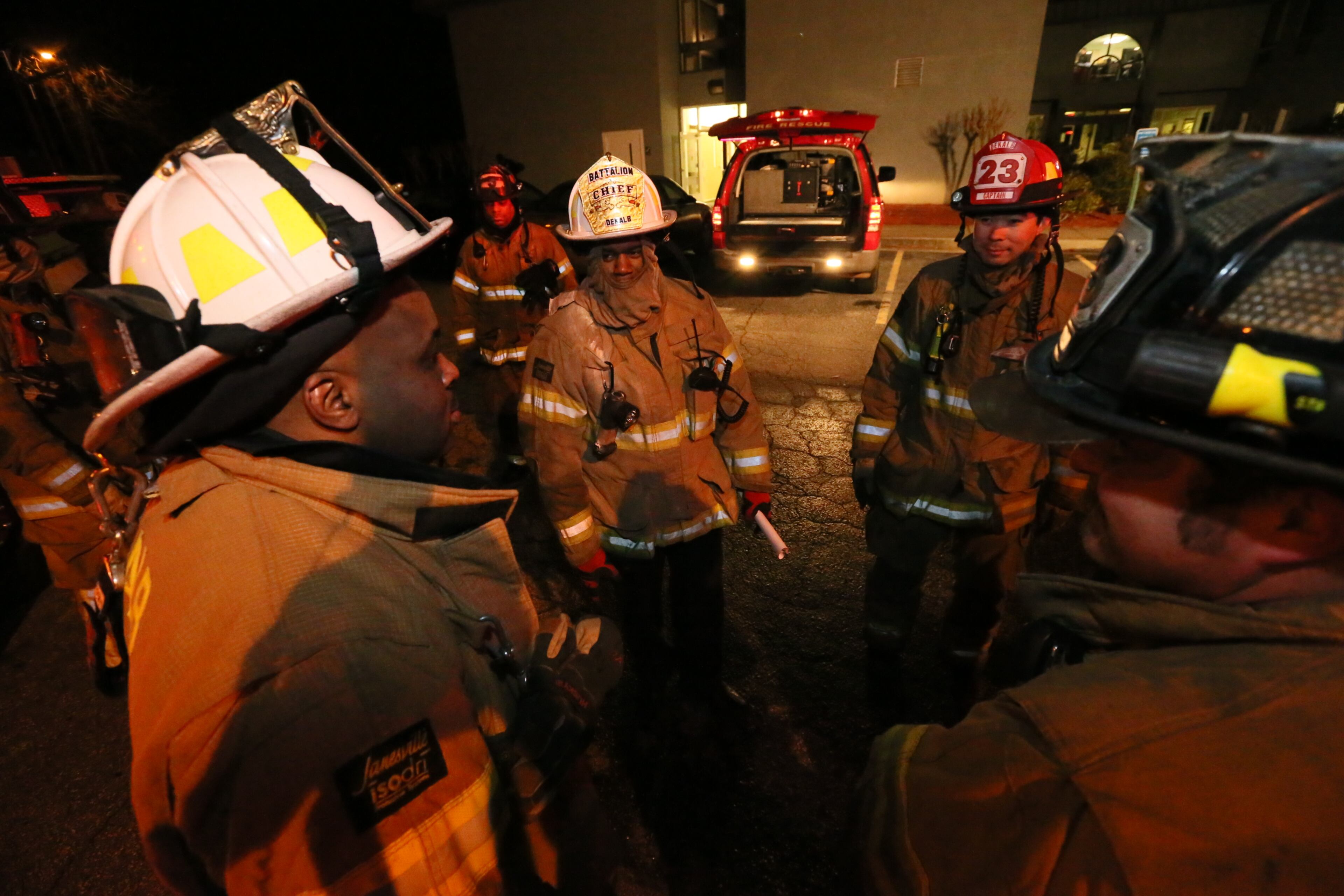 Firefighters on the scene after a two-alarm blaze broke out around 3 a.m. at the Meadowbrook Nursing Home in the 4600 block of Lawrenceville Highway near Tucker.