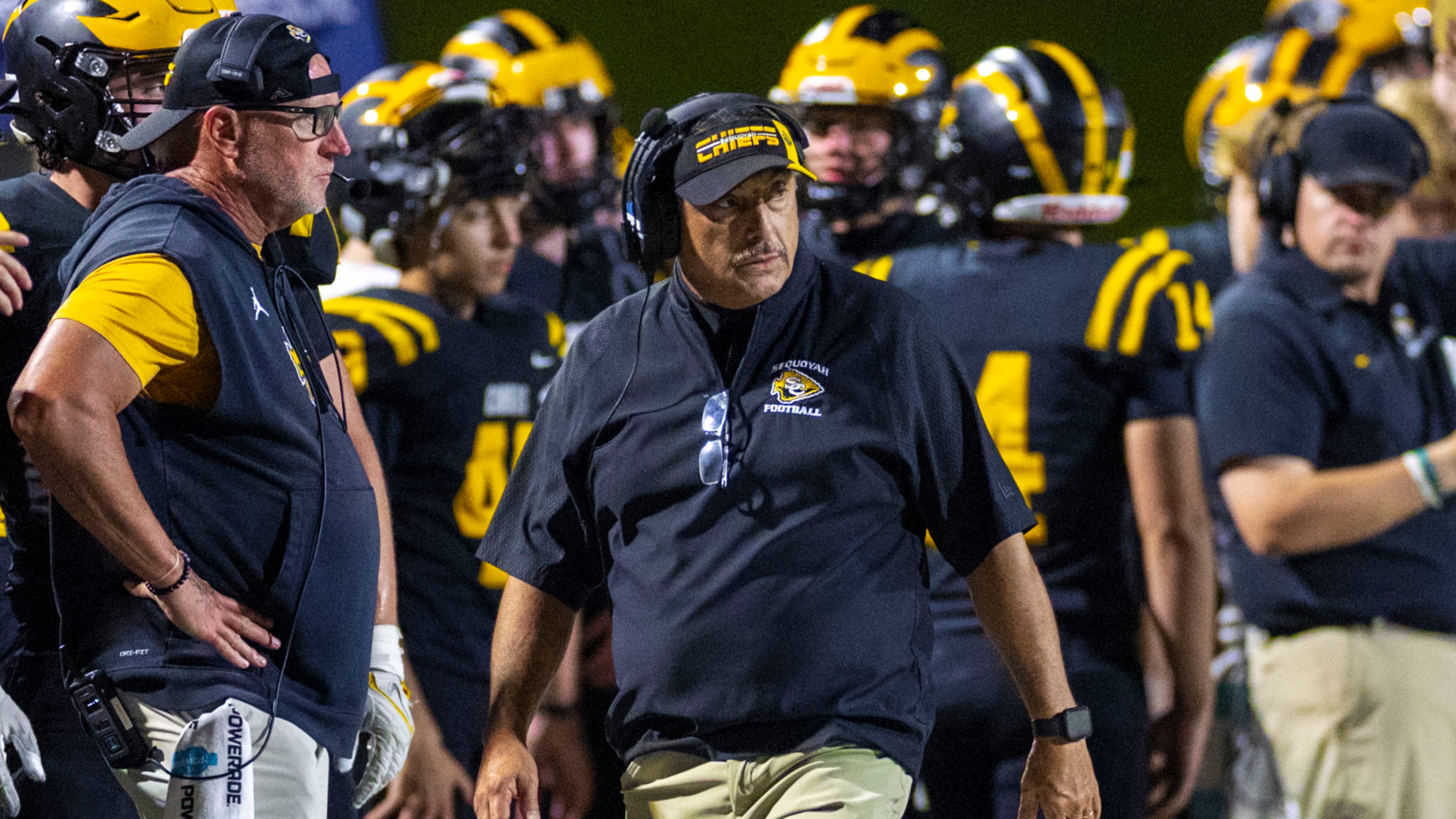 James Teter, who is going into his 18th season as Sequoyah’s head coach, became Cherokee County’s all-time winningest coach last season with 107 wins. (Oscar Guevara Saenz for the AJC 2025)