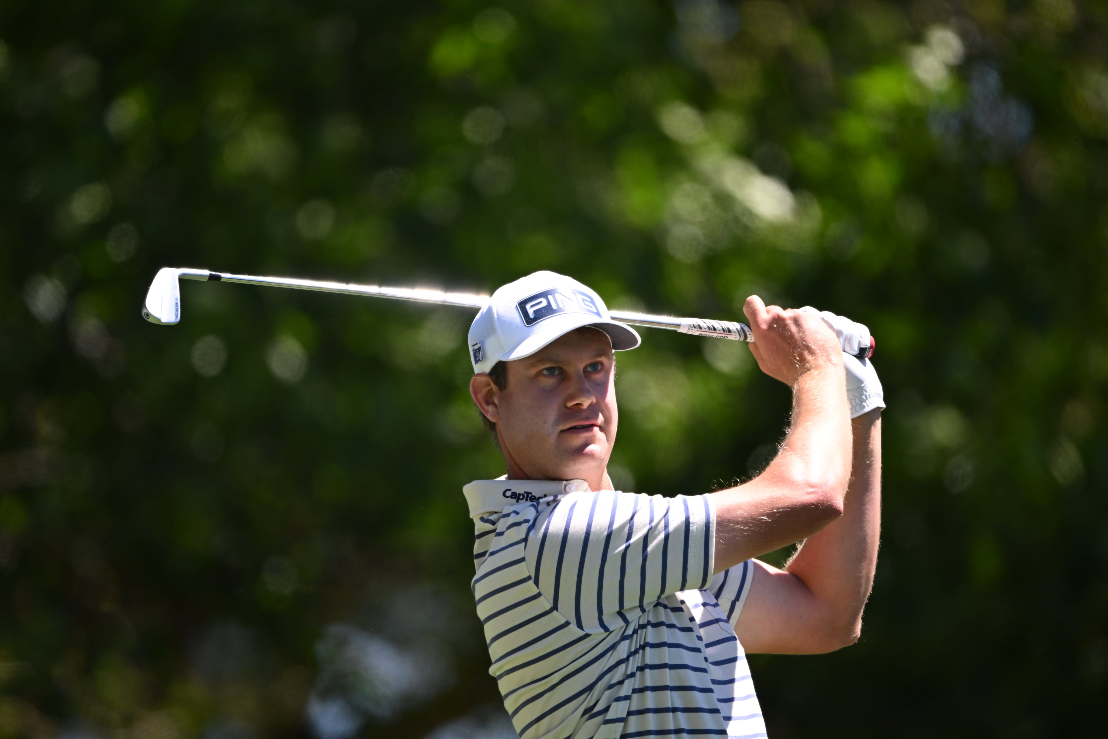 Harris English on 4th tee during third round at the 2024 Masters Tournament at Augusta National Golf Club, Saturday, April 13, 2024, in Augusta, Ga. (Hyosub Shin / Hyosub.Shin@ajc.com)