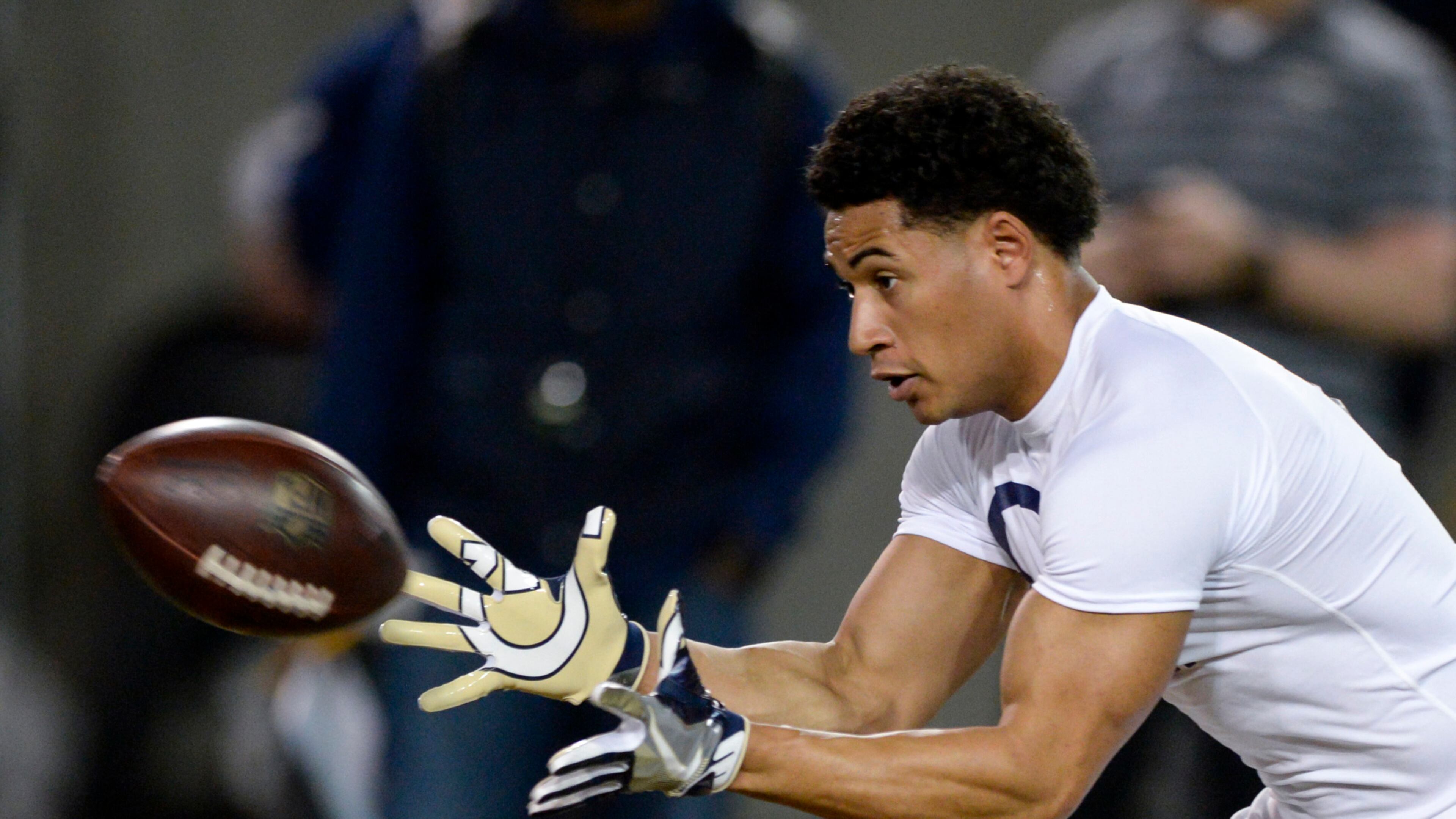 March 17, 2017, Atlanta - Former Georgia Tech quarterback Justin Thomas (5) catches the ball during a drill during Pro Day at the Georgia Tech Mary R. & John F. Brock practice facility in Atlanta, Georgia, on Friday, March 17, 2017. (DAVID BARNES / SPECIAL)