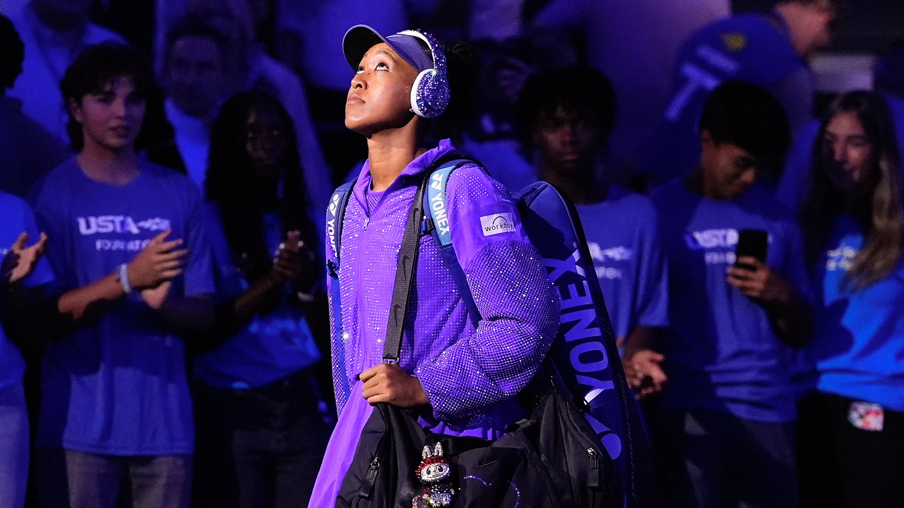 FILE - Naomi Osaka, of Japan, walks on the court for her women's singles semifinals of the U.S. Open tennis championships in New York, Sept. 4, 2025. (AP Photo/Yuki Iwamura, File)