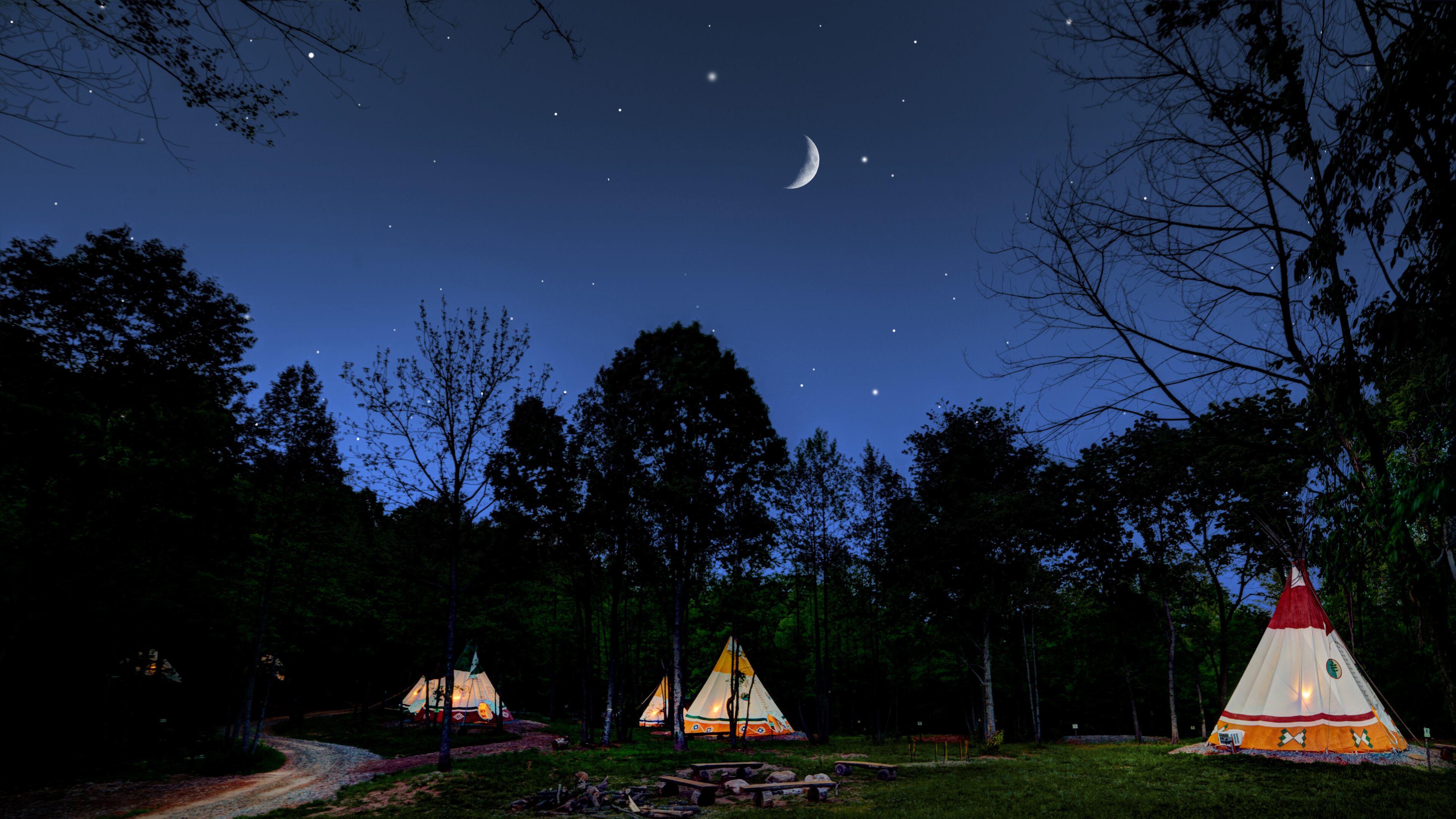 Glamping in the North Georgia forest can include experiencing a few evenings under the stars in an authentic native American teepee. credit: North Georgia Canopy Tours