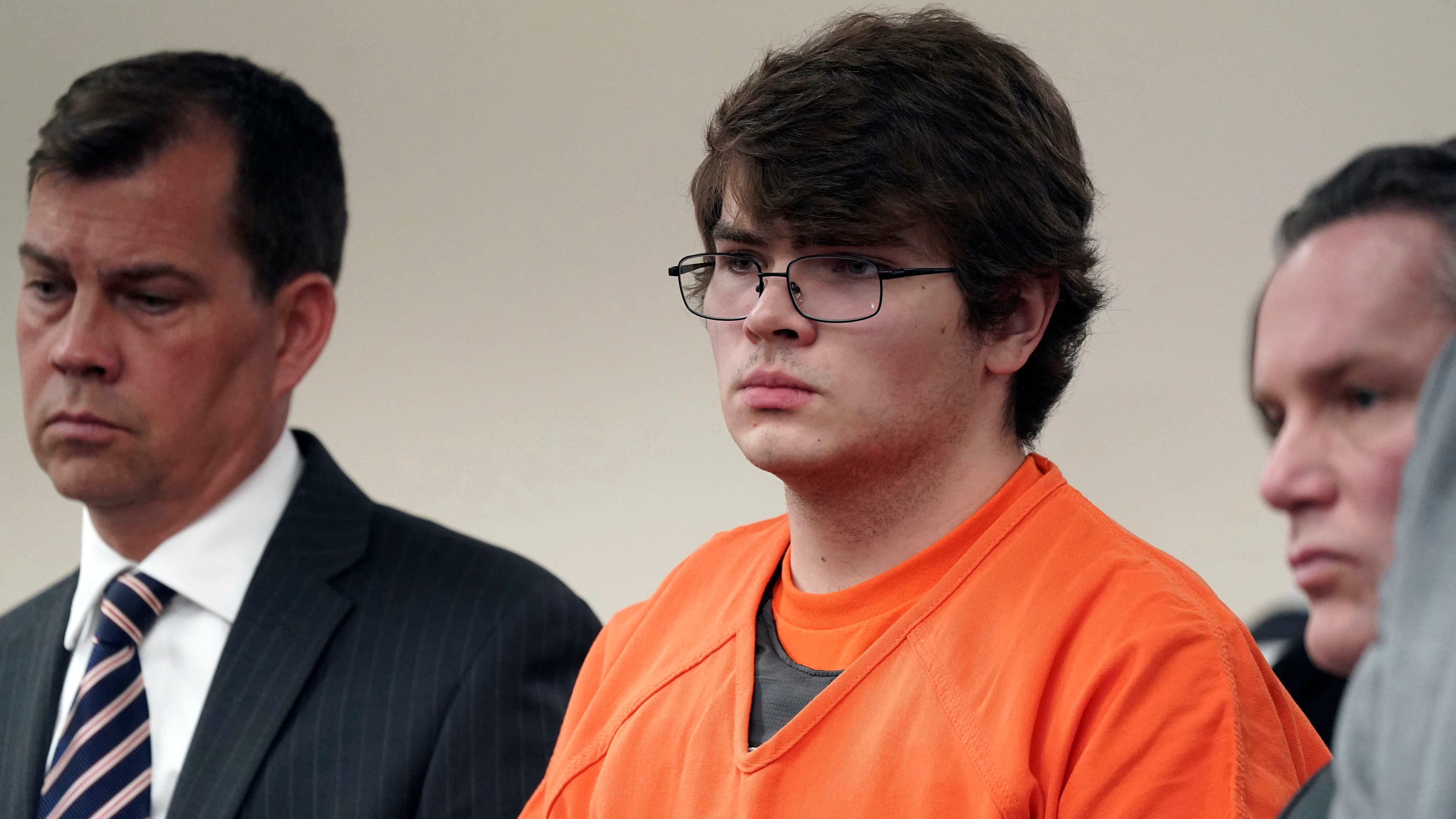 FILE - Payton Gendron, center, listens as he is sentenced, Feb 15, 2023, in Buffalo, N.Y. (Derek Gee/The Buffalo News via AP, Pool, File)