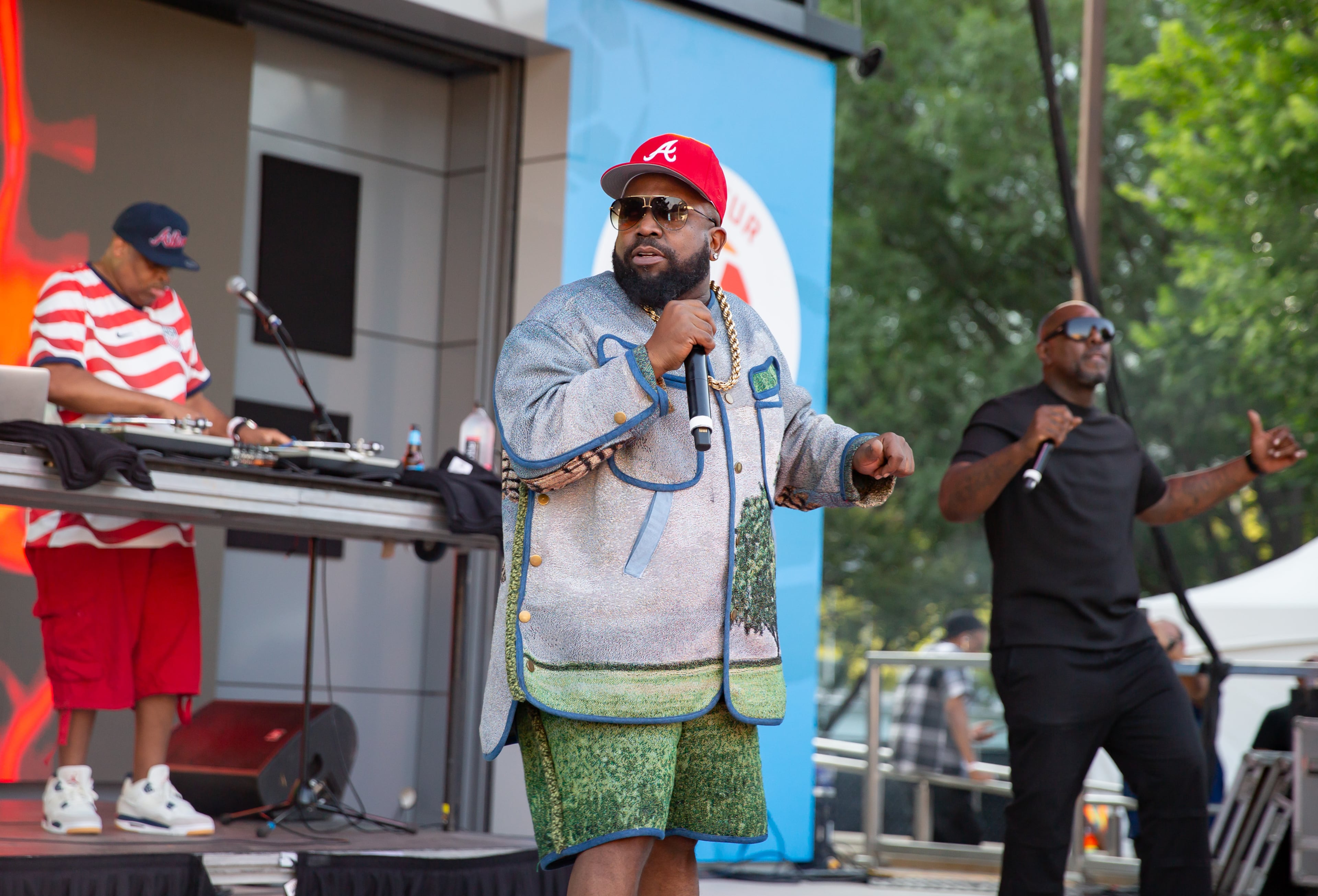Big Boi (left) and Sleepy Brown perform at Decatur WatchFest '26 on Thursday, June 11, 2026 at Decatur Square. (Ryan Fleisher for the AJC)