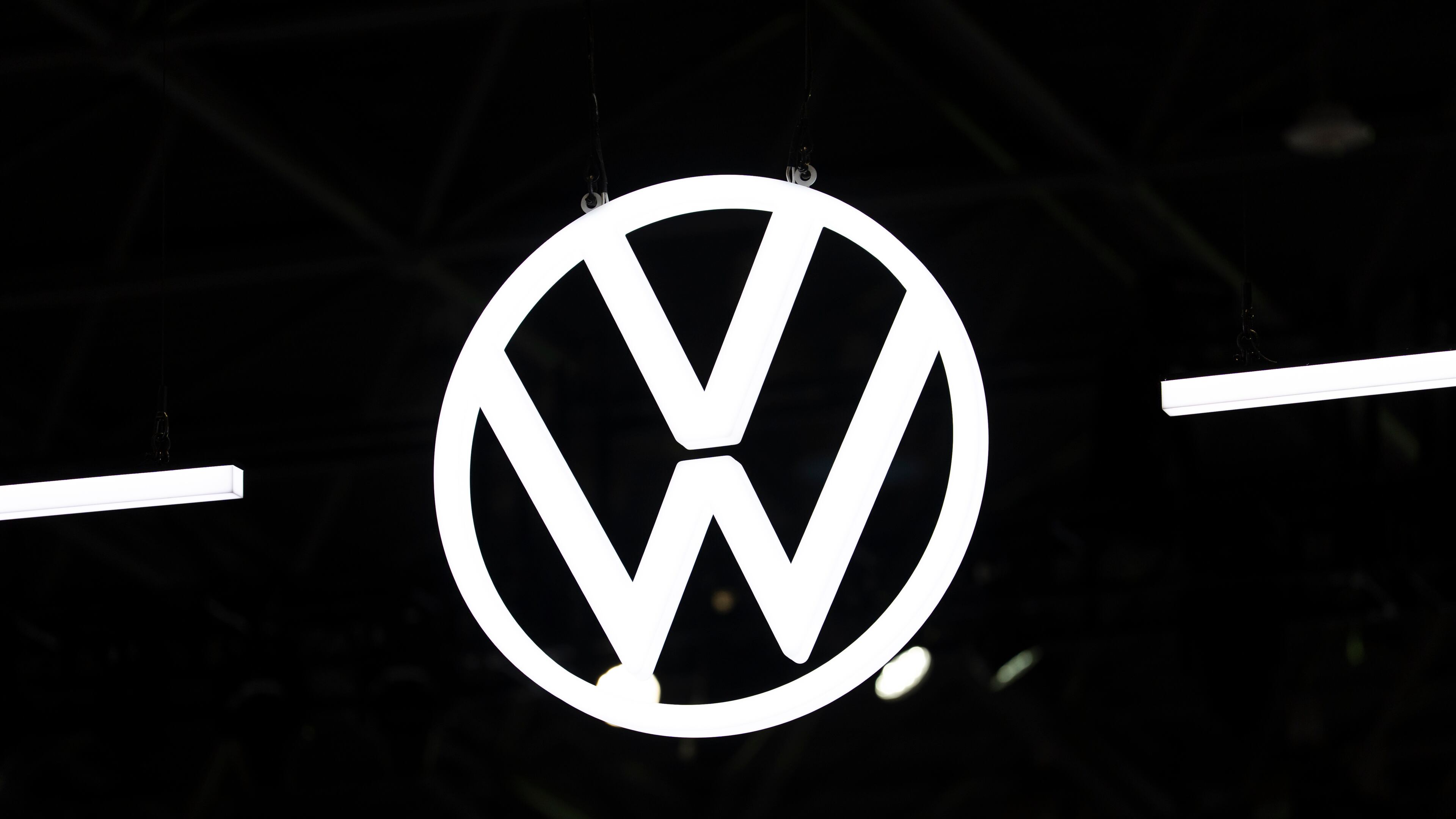 FILE - Volkswagen logo is displayed at the New York International Auto Show, Thursday, April 2, 2026, in New York. (AP Photo/Yuki Iwamura, File)