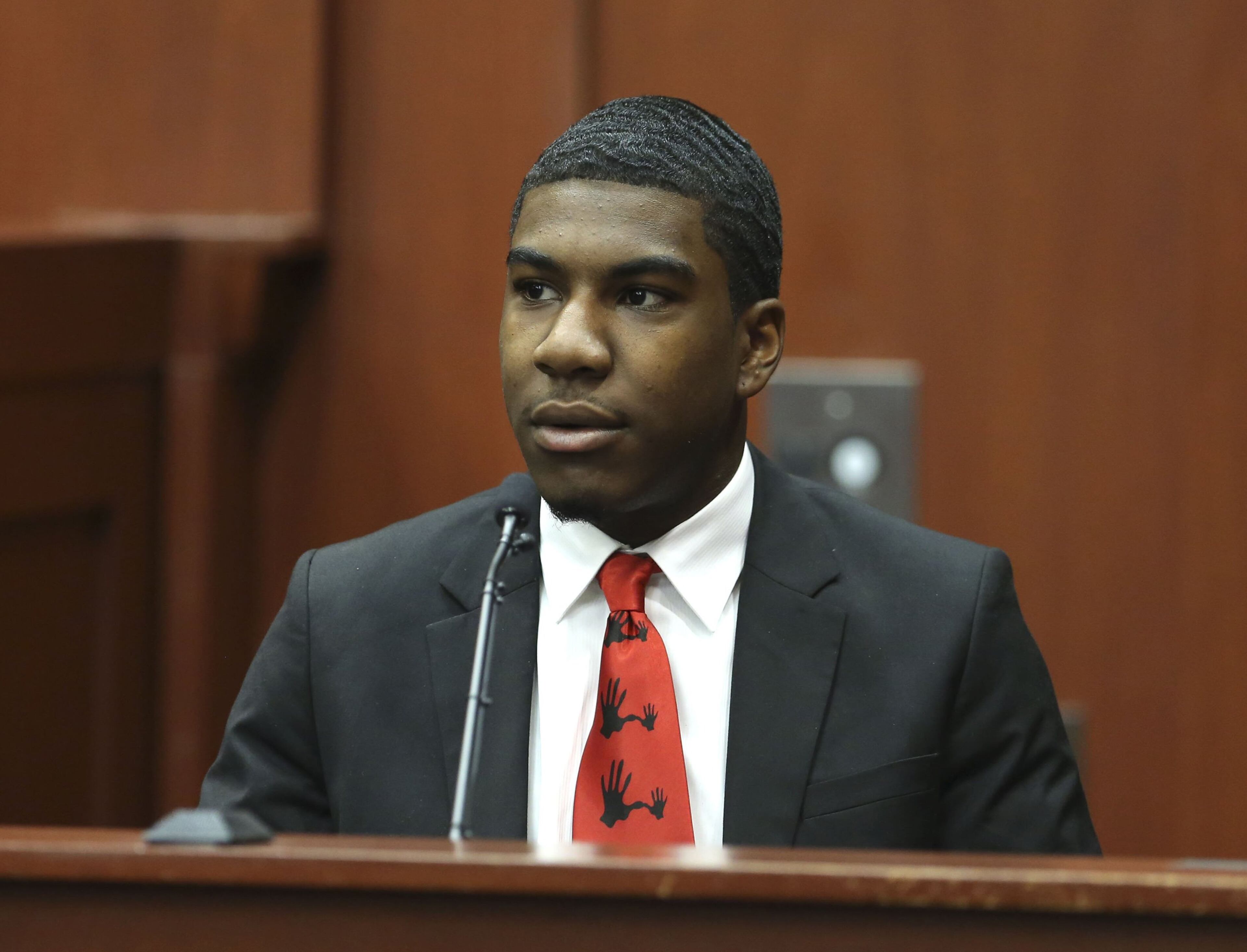 Jahvaris Fulton, the brother of Trayvon Martin, testifies on Friday, July 5, 2013, in the trial of George Zimmerman in Sanford, Florida. Zimmerman is charged in the death of Trayvon Martin (Gary W. Green/Orlando Sentinel/MCT)
