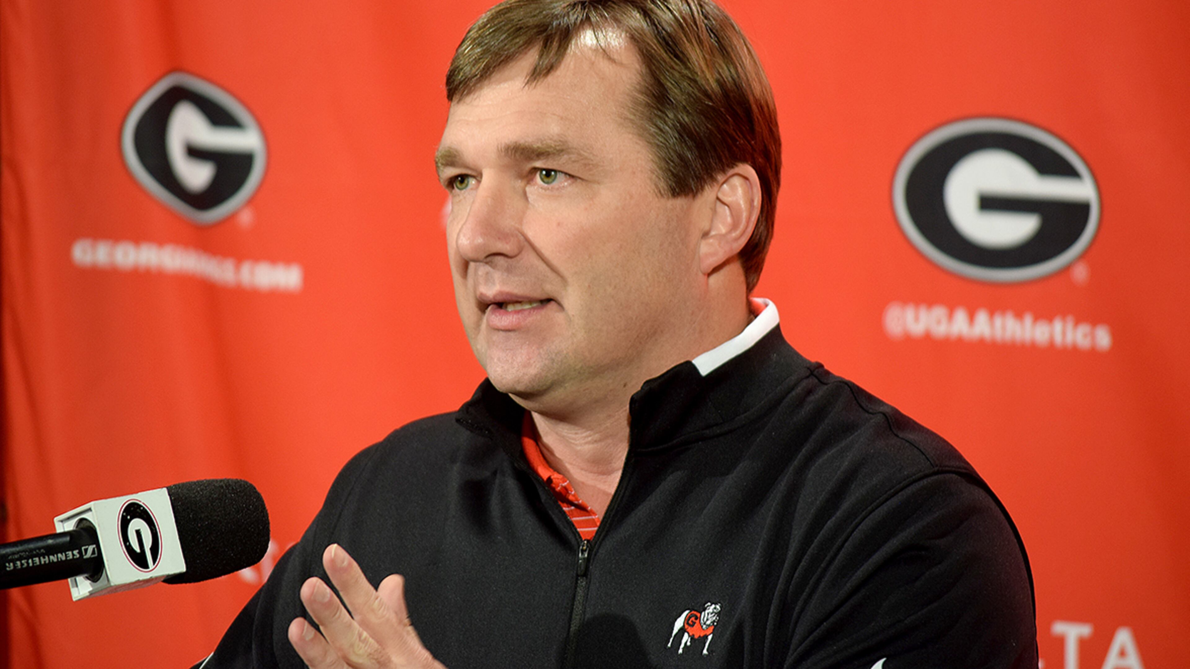 Georgia head coach Kirby Smart during the Bulldogs' media session at Bitts-Mehre Heritage Hall in Athens, Ga., on Monday, Dec. 18, 2017. (Photo by Steven Colquitt)
