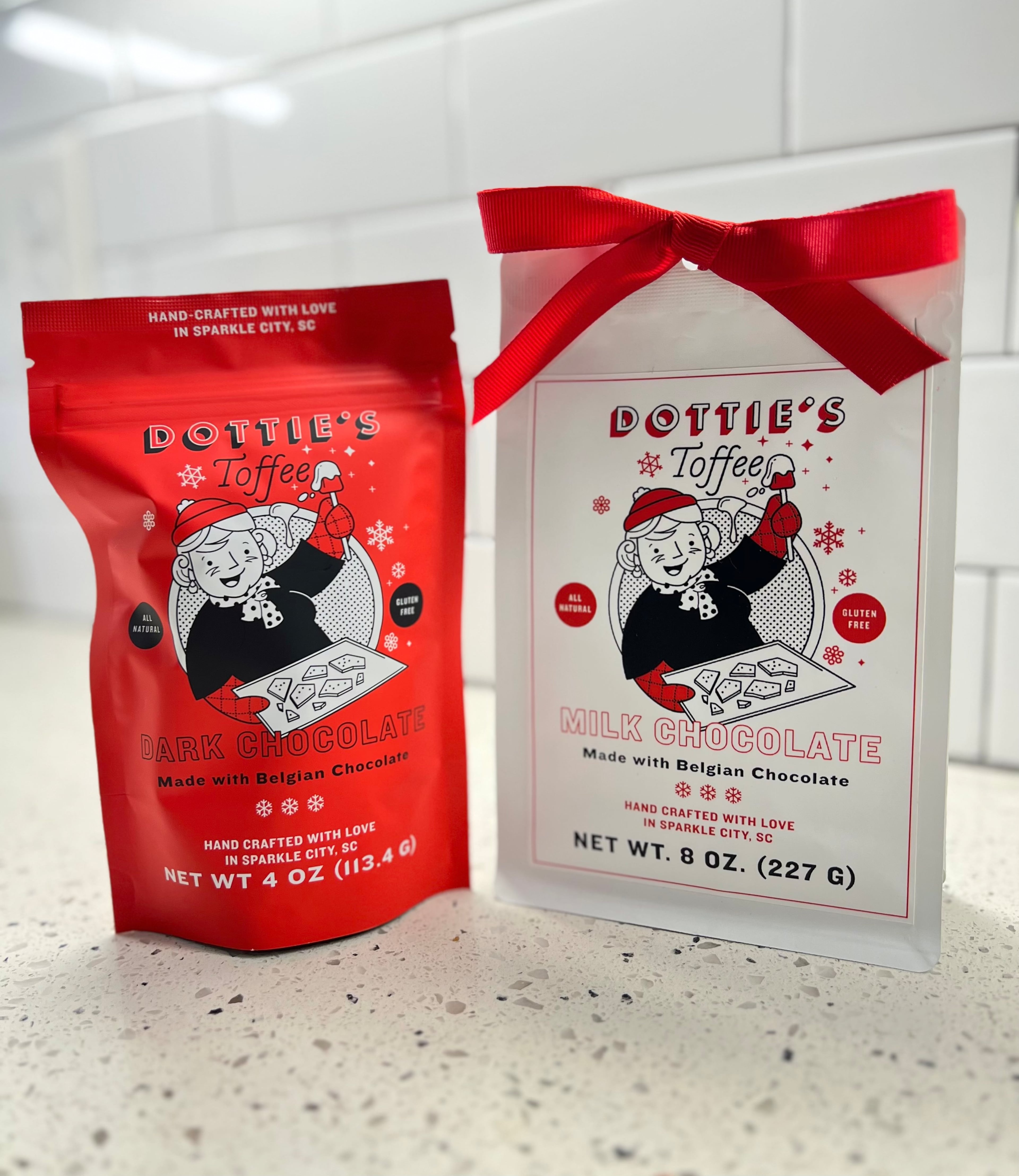 Gift bags of Dottie’s Toffee make a sweet holiday treat. (Courtesy of Logen Belmont)