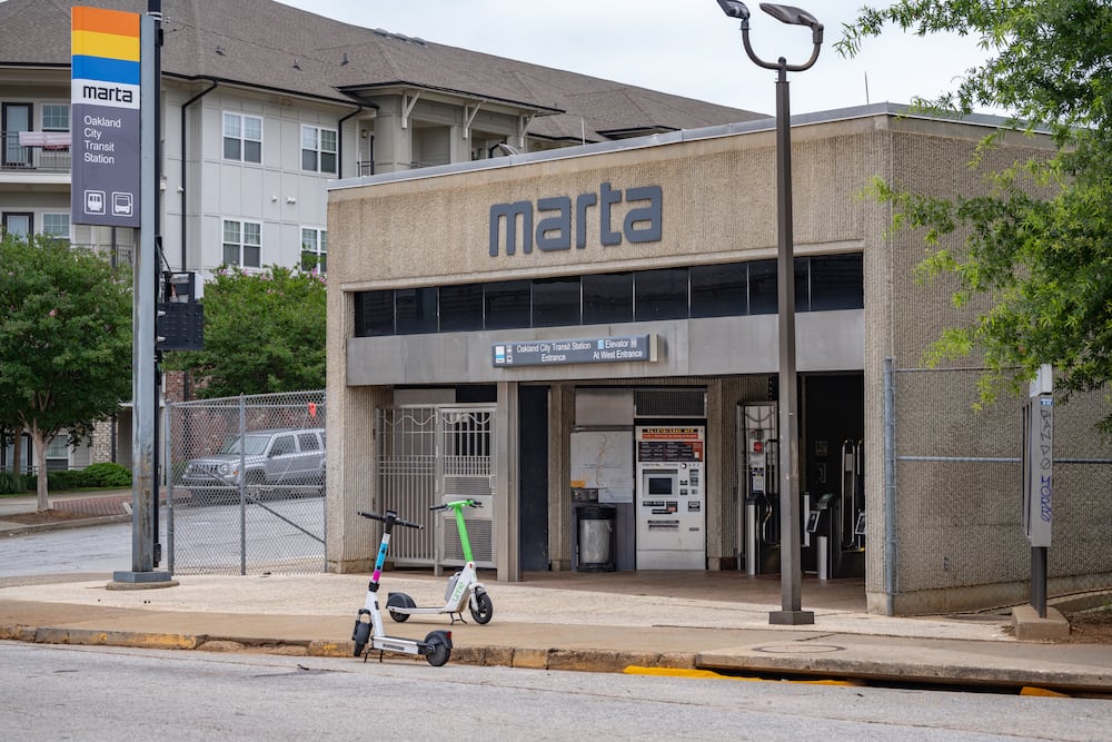 A woman was stabbed on a train as it approached the Oakland City MARTA station on Saturday. (Ben Hendren for the AJC)