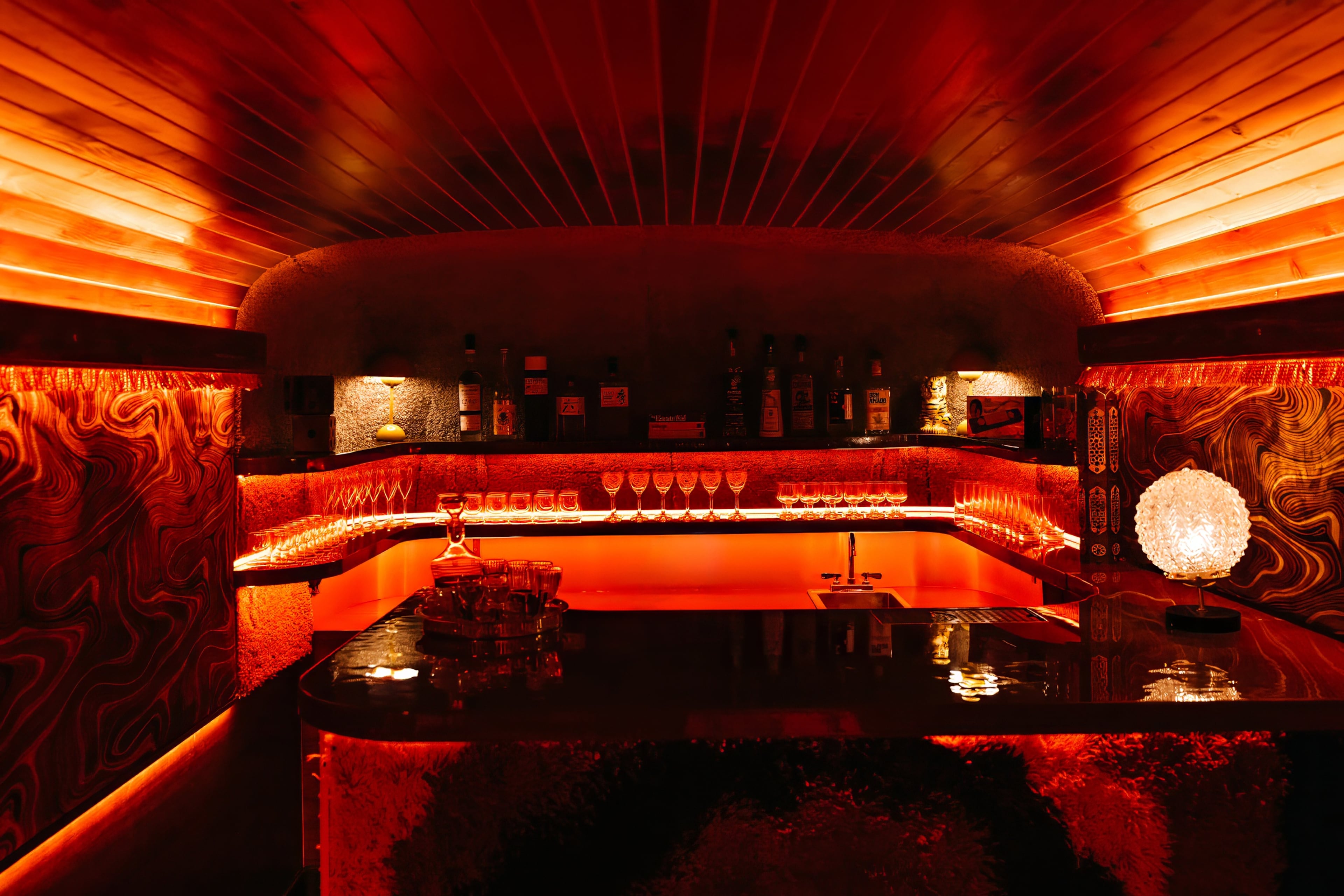 Tiger Sun, a reservation-only cocktail bar with an omakase-style service format, draws themes from classic films and cult-favorite movies. (Courtesy of Luke Beard)