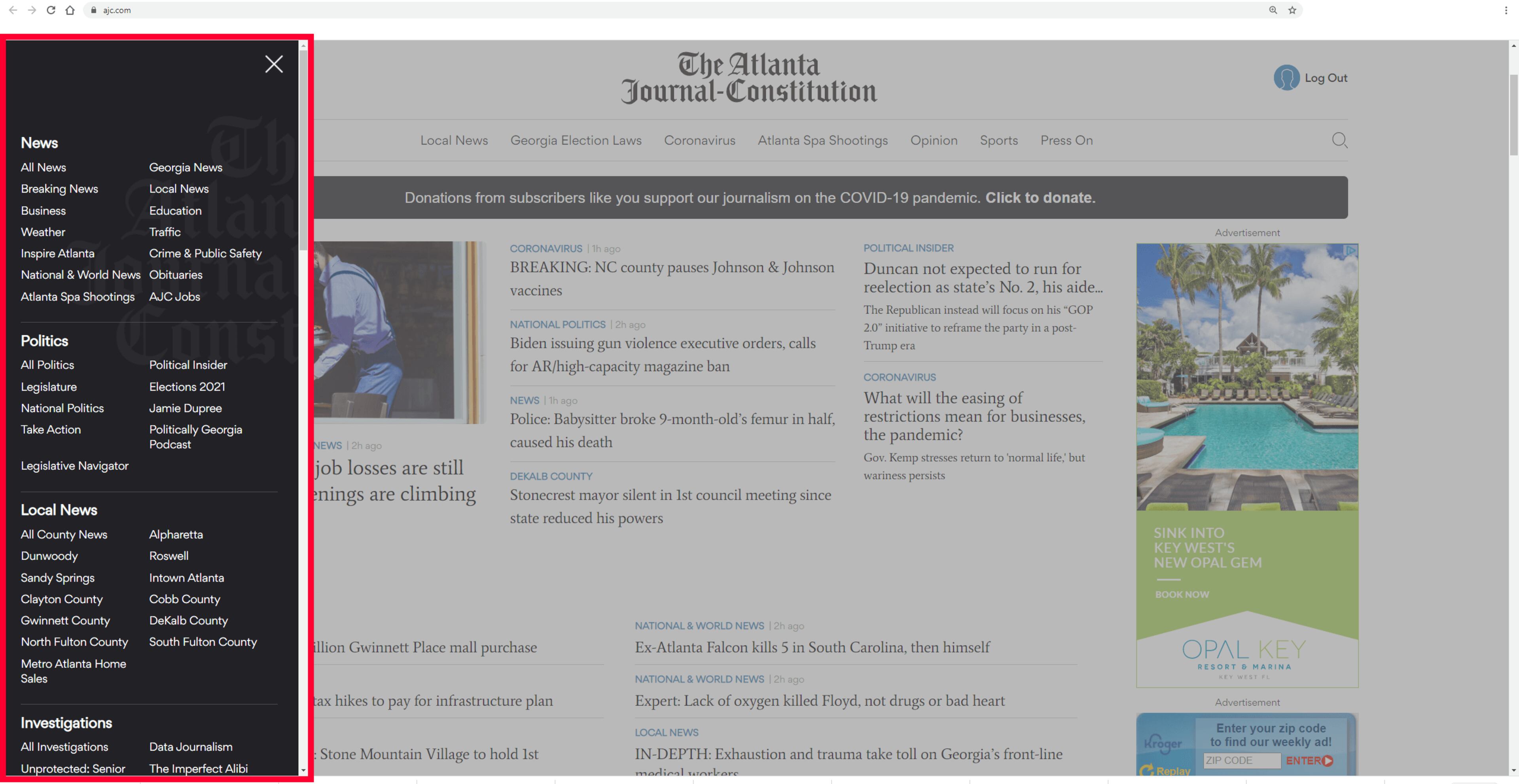By tapping or touching the hamburger menu at top left, you’ll find all of our sections linked in a simple, concise list to help you find those that interest you.