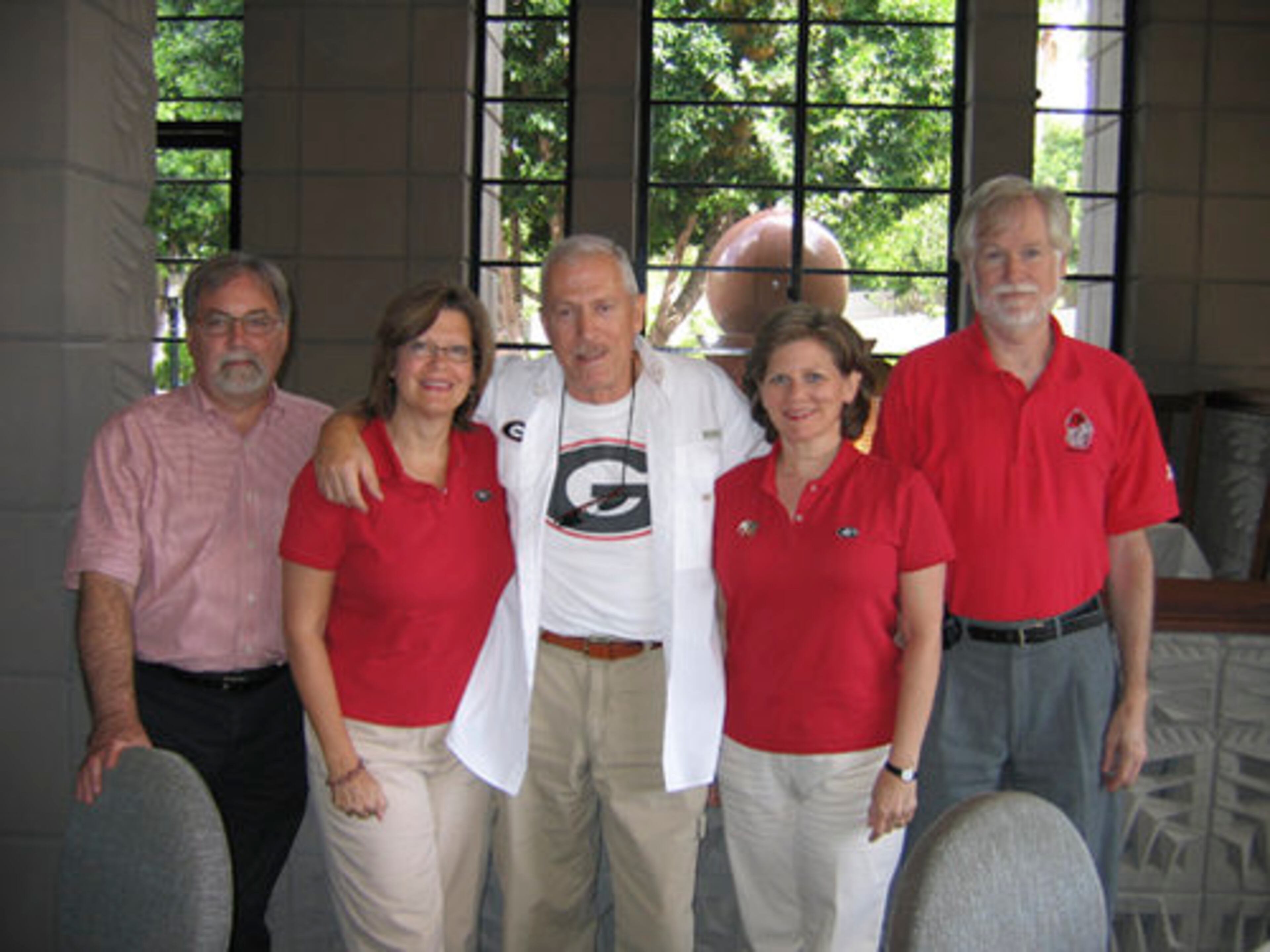 Tim and Julie Ralston, Chip Jones, Kathy Walls and Steve Anthony after lunch with Frank Lloyd Wright in the Biltmore Hotel.