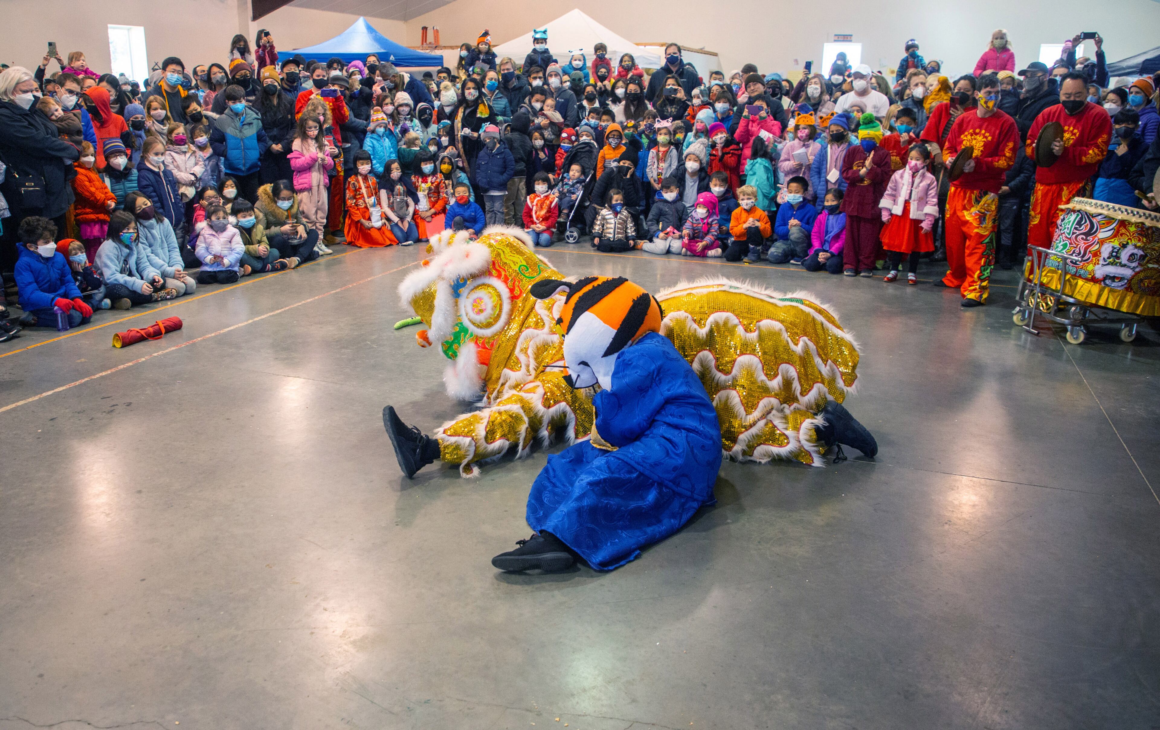 Entertainers perform the Lion Dance during Decatur's first Lunar New Year celebration at Legacy Park on Saturday, January 29, 2022. STEVE SCHAEFER FOR THE ATLANTA JOURNAL-CONSTITUTION