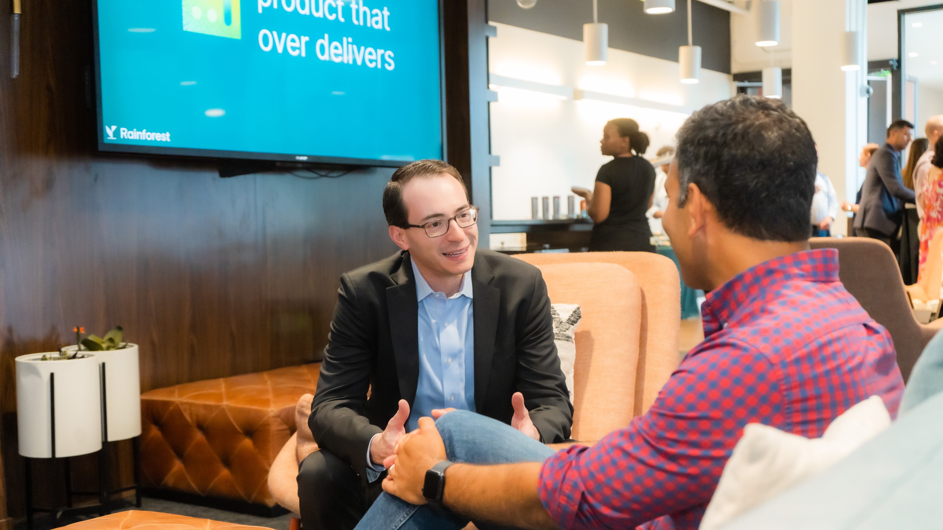 Rainforest CEO and founder Joshua Silver (l) and Jay Ganatra, co-founder and partner of Infinity Ventures (r), one of Rainforest's investors, at the Atlanta Tech Village.
SPECIAL TO THE AJC FROM GEORGE BROWN
