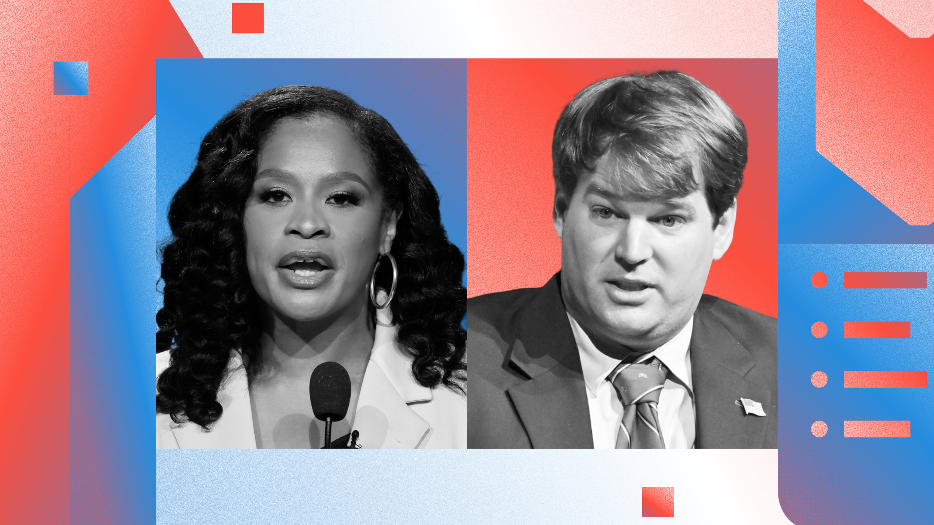 Democrat Amanda Hollowell (left) and Republican Jim Kingston are vying for Georgia's 1st District seat in the U.S. House. (Photo Illustration: AJC | Source: Hyosub Shin/AJC, Arvin Temkar/AJC)