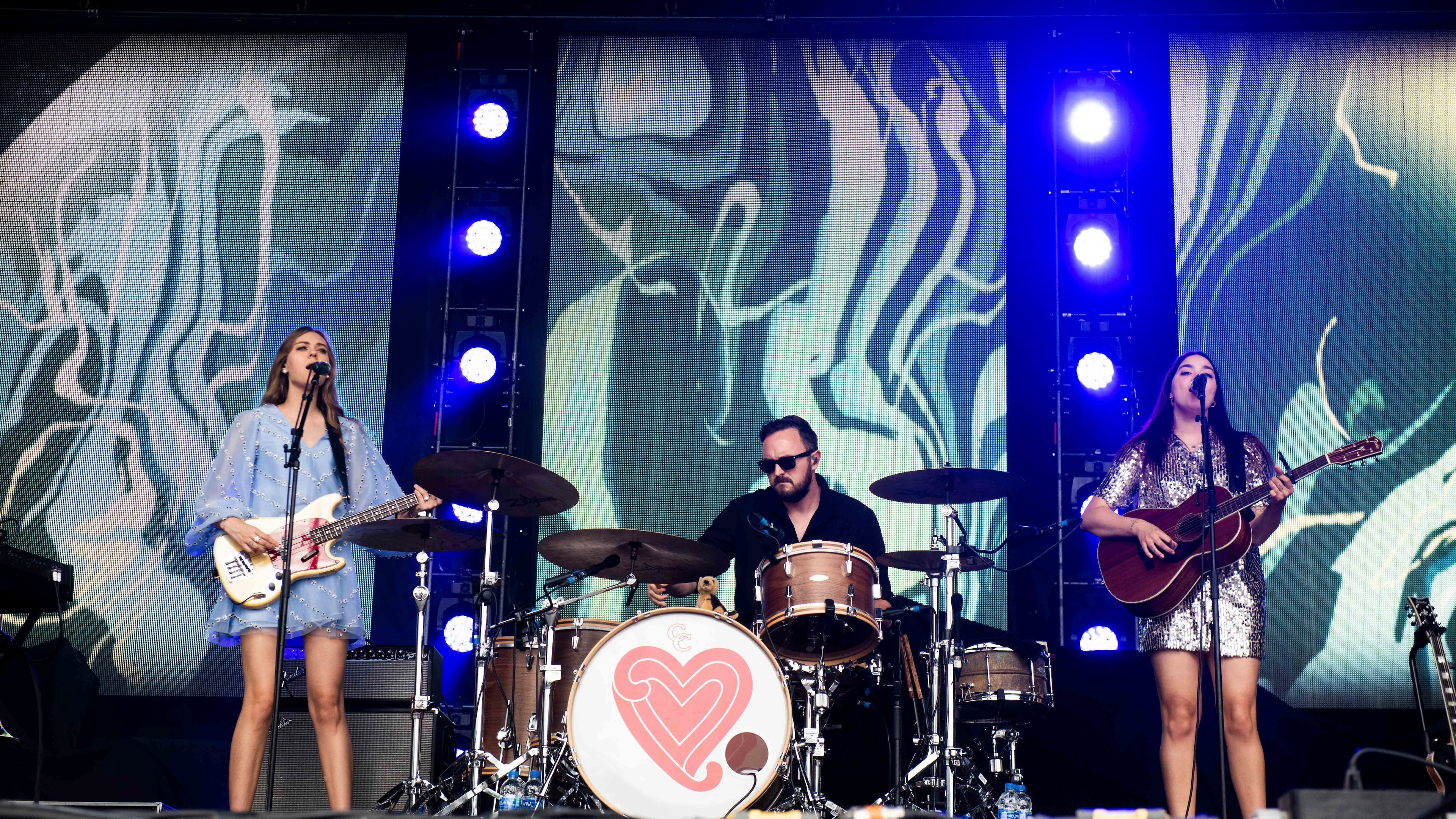 Johanna Soderberg (left), and Klara Soderberg (right) of First Aid Kit perform during Music Midtown at Piedmont Park on Saturday, Sept. 15, 2018, in Atlanta. (Photo by Paul R. Giunta/Invision/AP)