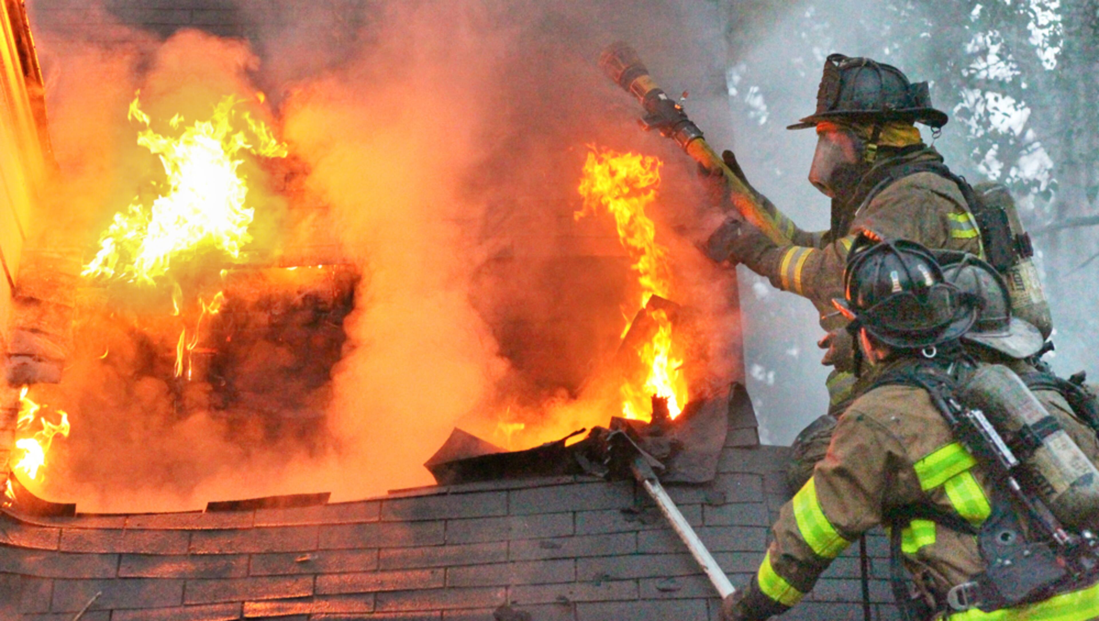 LEDE PHOTO - Mar. 8, 2013, 2013 Atlanta: Firefighters aggressively go after the fire Friday. Atlanta firefighters battled a blaze early Friday, Mar. 8, 2013 at a home in a Buckhead neighborhood. The fire broke out shortly before 6:30 a.m. in the 2500 block of Dellwood Drive off West Wesley Road. Flames could be seen shooting from the windows on the second floor of the large two-story home. No one was at home when the fire broke out, and no injuries were reported. The home was being rented by four college friends who graduated together from Auburn University. One of those friends was Francie McMath, who found out about the fire when she returned home from working an overnight shift as a nurse in the cardiac intensive care unit at Emory University Hospital. "I drove up to about 10 fire trucks and lots of flames," McMath said. "I'm in total shock right now. It's awful." Miller said the home appeared to be a total loss. "I'm just glad no one was here, and everybody's okay," McMath said. "We all have renter's insurance, so that's good." JOHN SPINK / JSPINK@AJC.COM