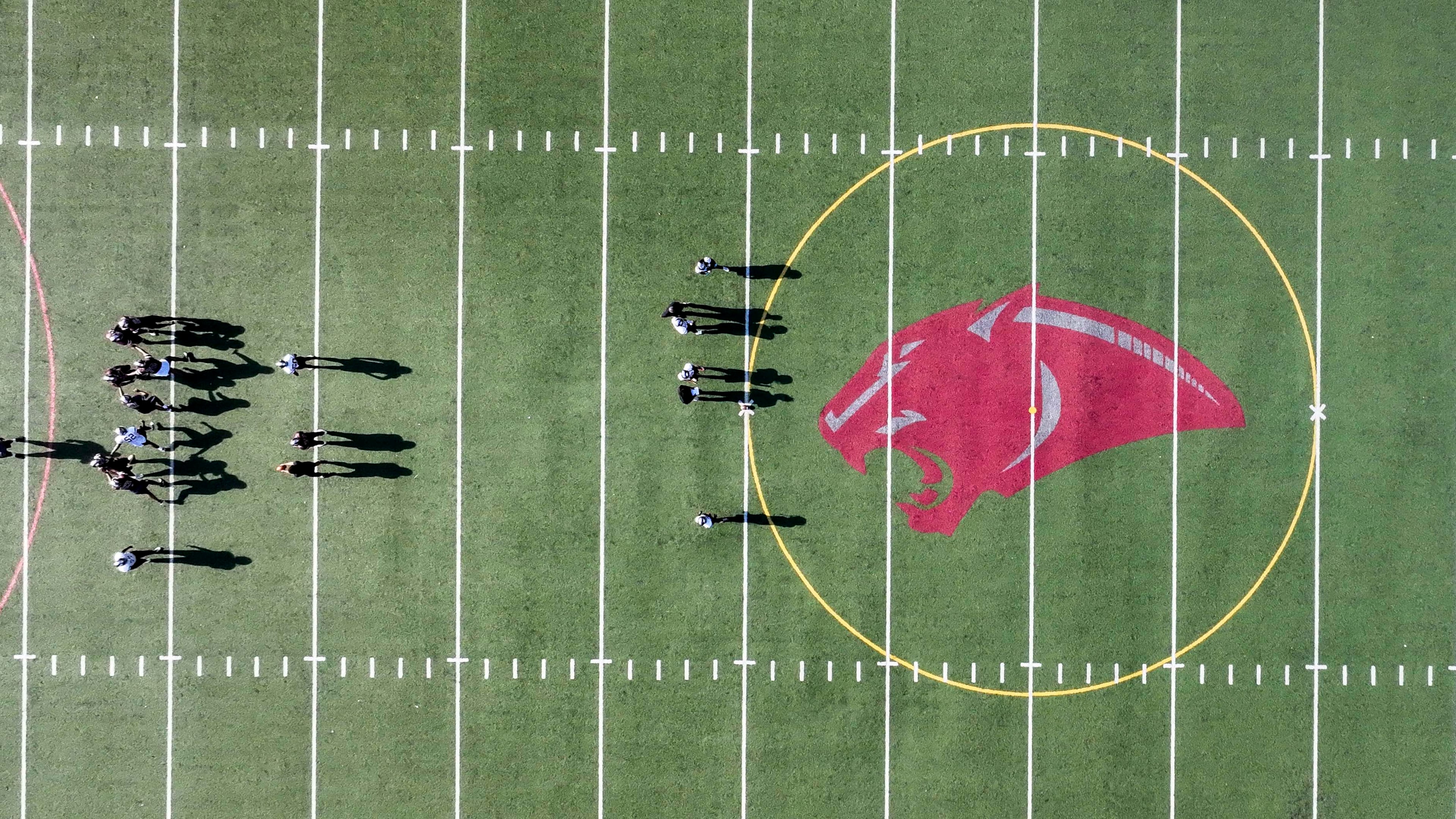In this aerial image, Carver High School football players are seen actively participating in a drill during their practice session on Monday, September 15, 2025.
(Miguel Martinez/ AJC)