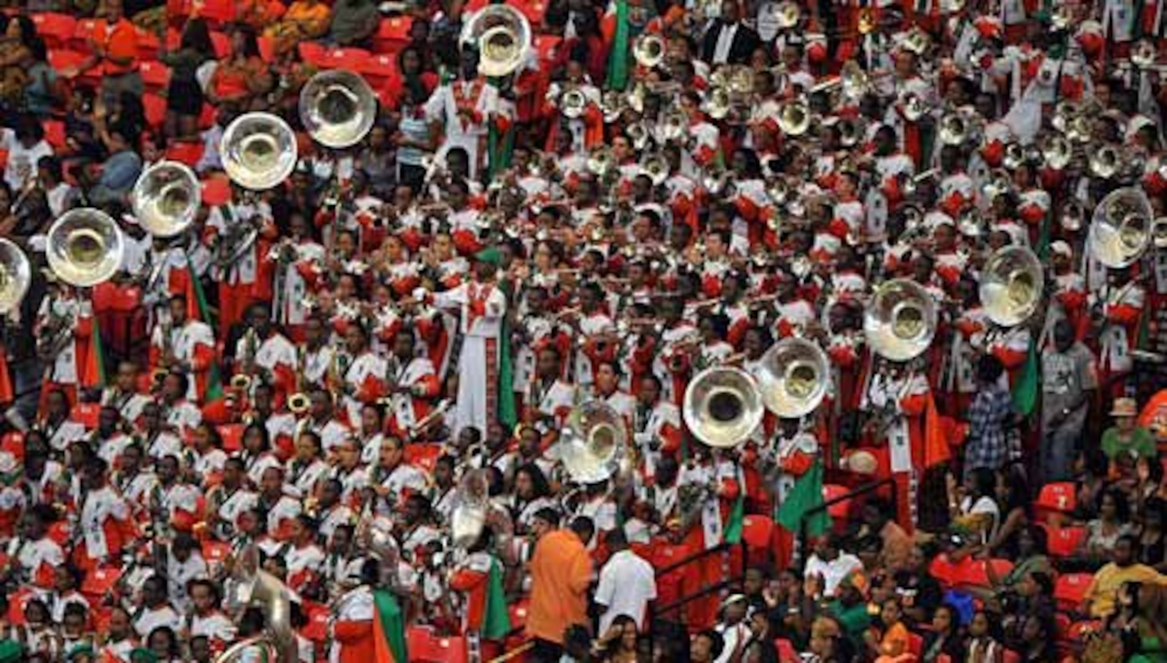 The Florida A&M band perform during the Bank of America Atlanta Football Classic Saturday, September 25, 2010 at the Georgia Dome. Many fans attend the Classic just to hear and see the bands perform.