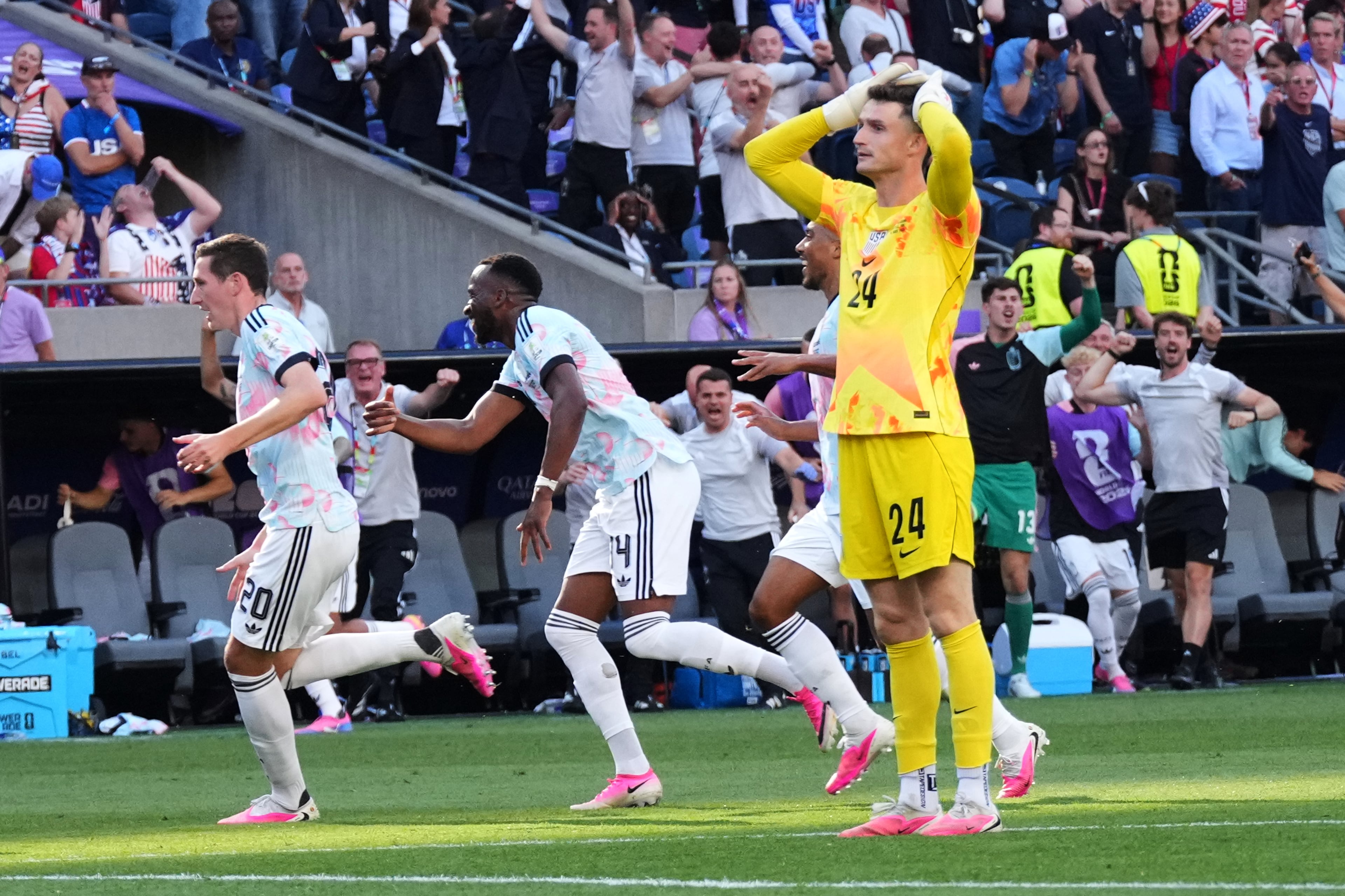 U.S. goalkeeper Matt Freese was straight up not having a good time during the Belgium match. (Ted S. Warren/AP)