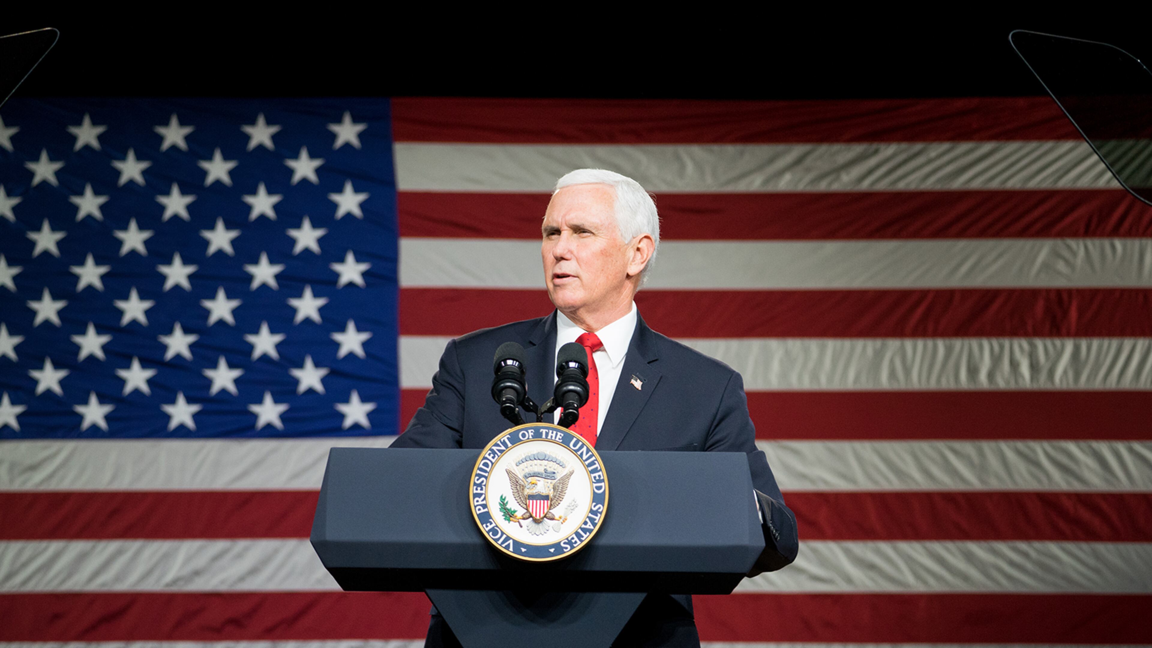 Former Vice President Mike Pence will participate in fundraisers for Republican candidates in Atlanta and Thomasville on Oct 13. (Megan Varner/Getty Images/TNS)