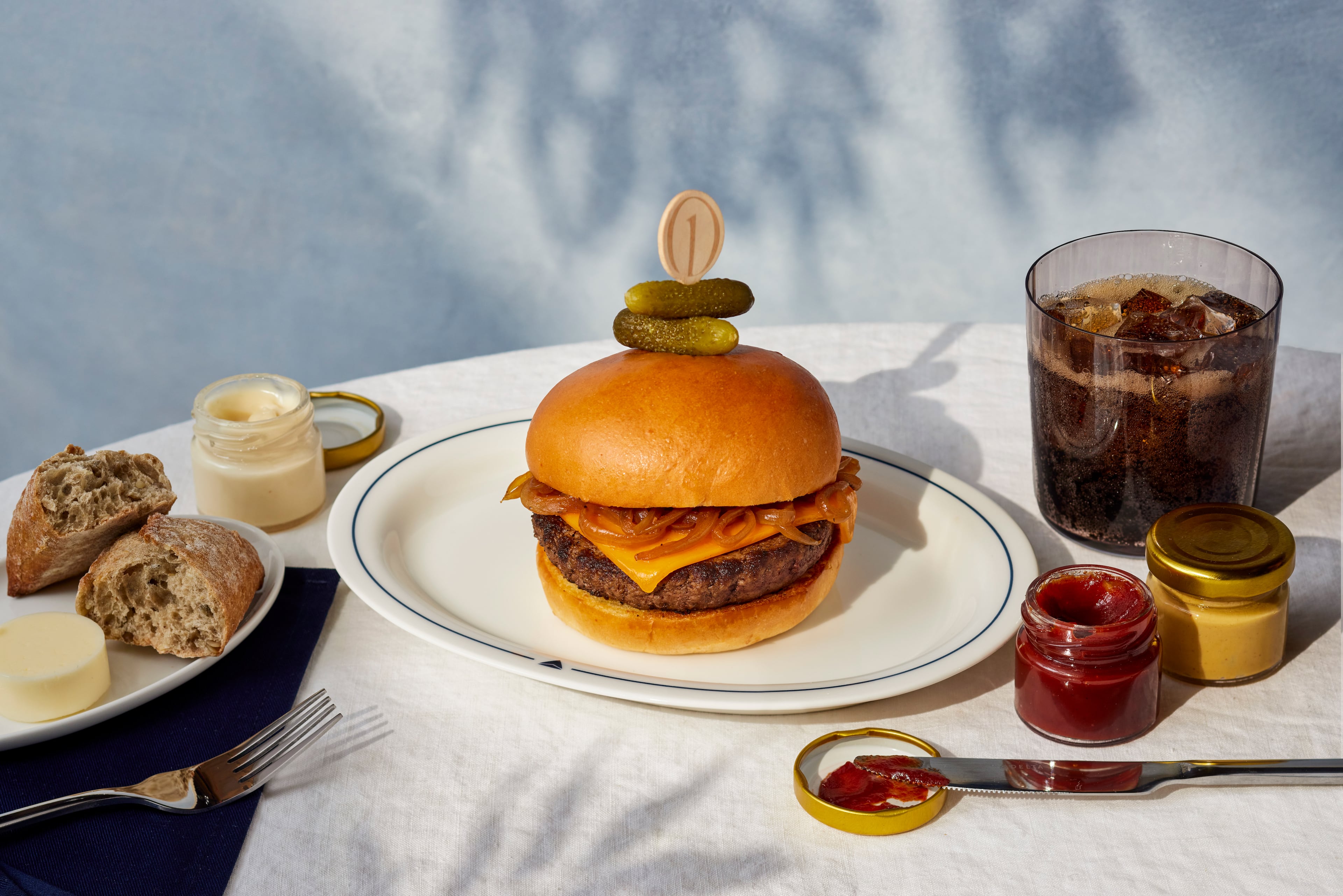 A photo of the Wagyu burger, one of the upgraded food options Delta Air Lines will roll out for Delta One passengers. (Courtesy of Delta)