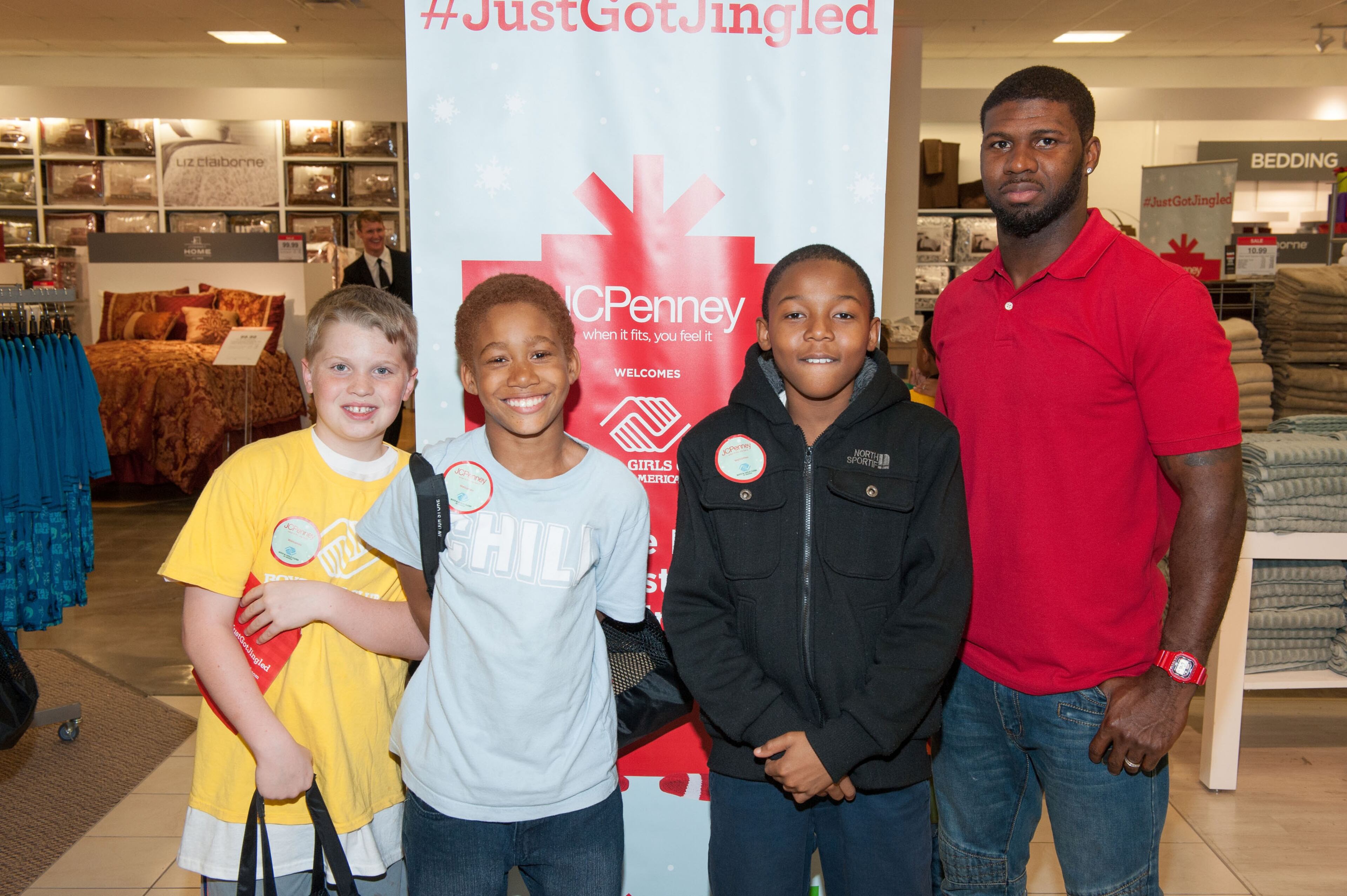 Atlanta Falcon Devin Hester surprises the Boys & Girls Club of Metro Atlanta with a holiday shopping spree for #GivingTuesday at JCPenney in Fayetteville, Georgia. (Photo by Marcus Ingram/Getty Images for JCPenney)