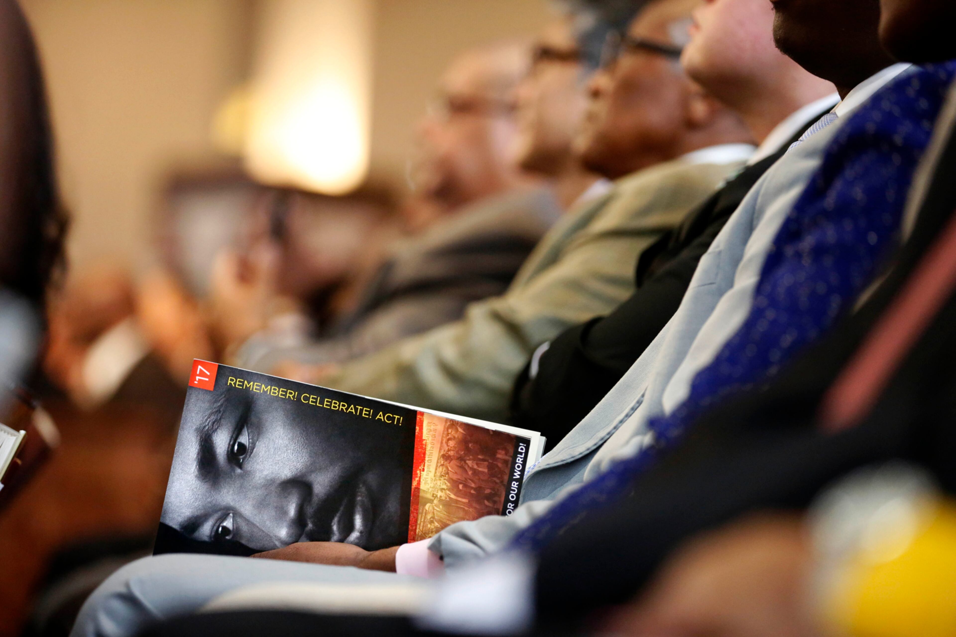 January 16, 2017 - Atlanta, Ga: A participant holds a program during the 49th annual Martin Luther King Jr. Commemorative Service at Ebenezer Baptist Church Monday, January 16, 2017, in Atlanta, Ga. PHOTO / JASON GETZ