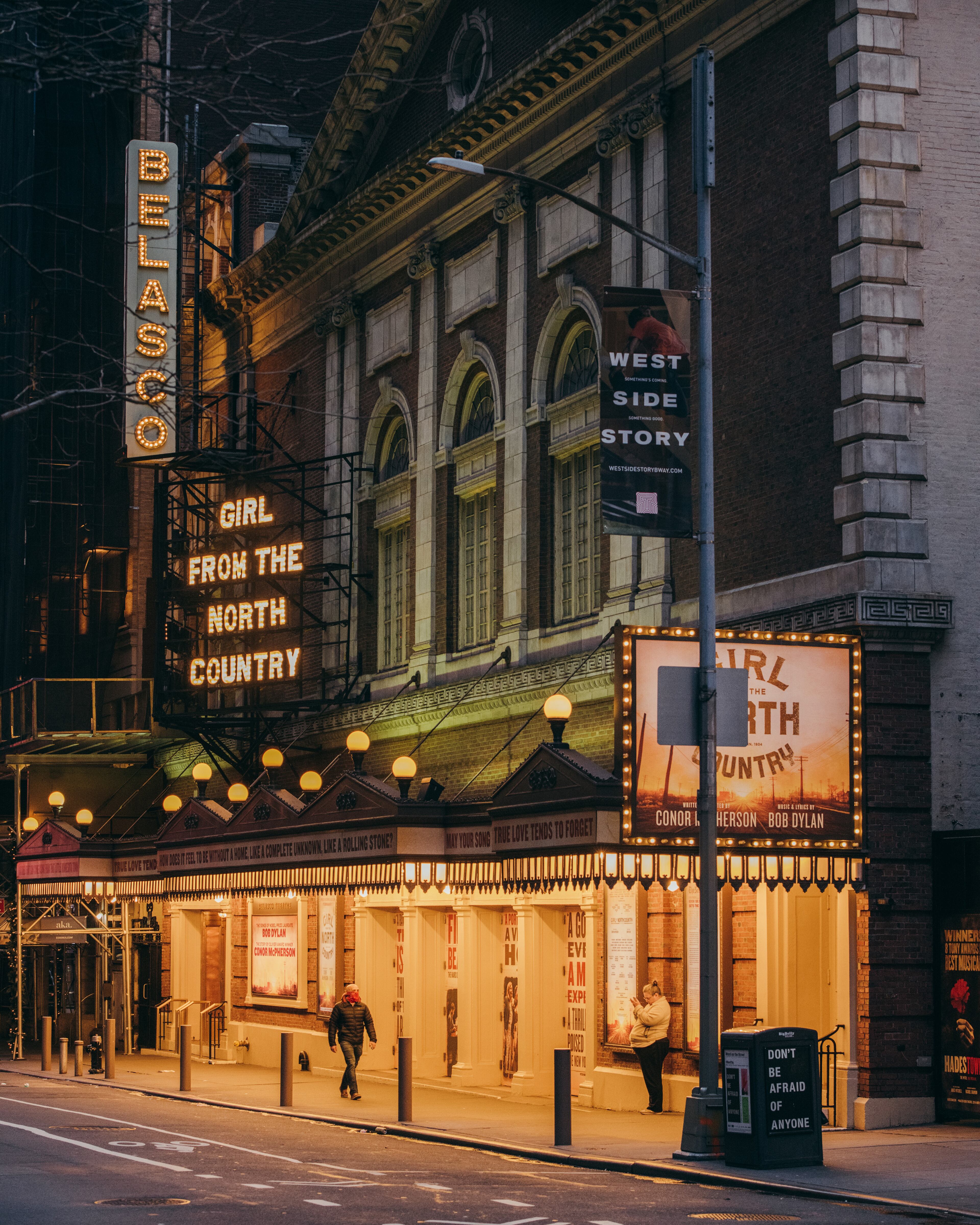 The Belasco Theatre in New York, on March 18, 2020. (George Etheredge/The New York Times)