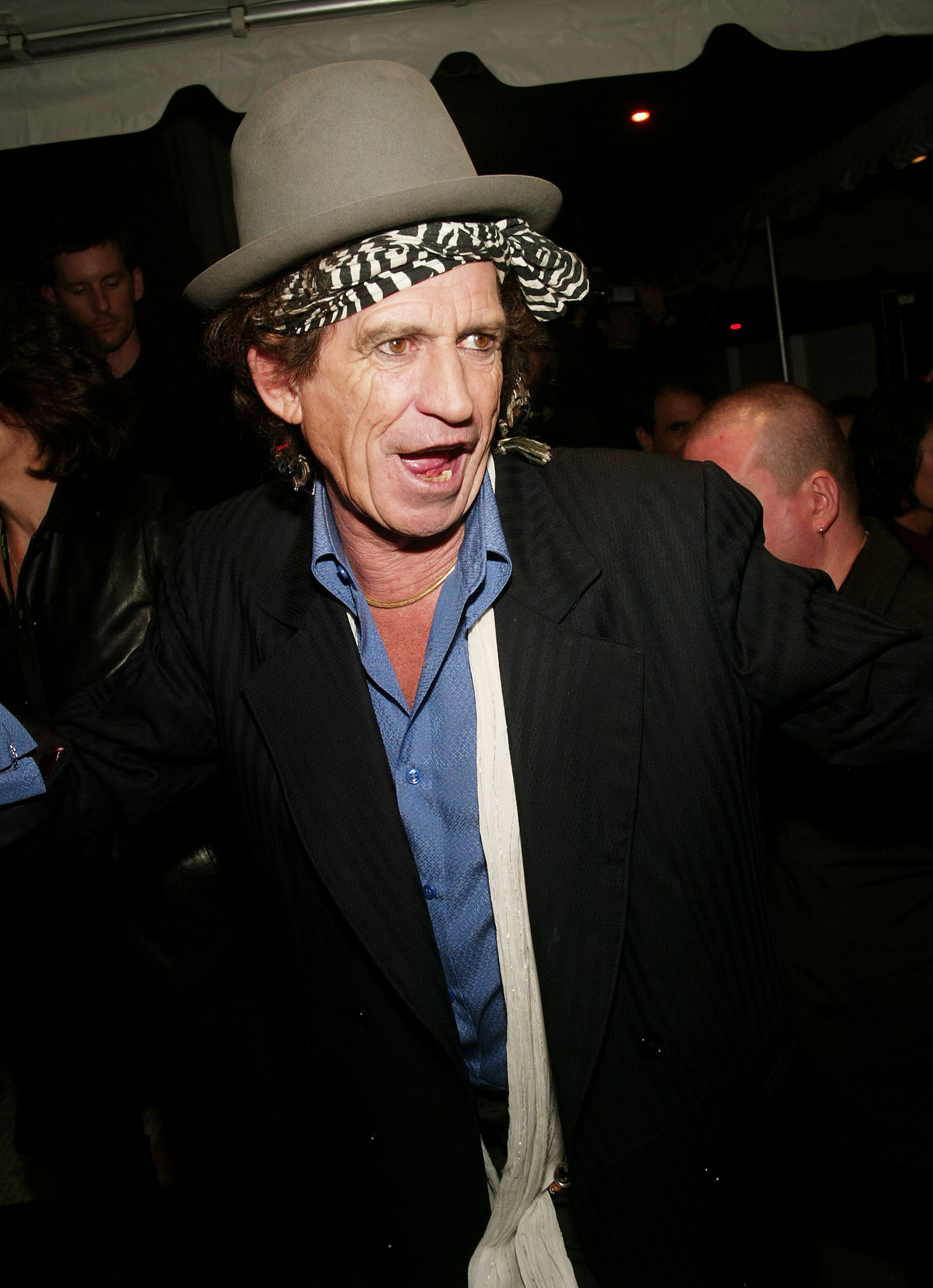 NEW YORK - OCTOBER 29: Musician Keith Richards arrives at The Rolling Stones "Four Flicks" DVD launch celebration at Capitale, October 29, 2003 in New York City.(Photo by Evan Agostini/Getty Images)