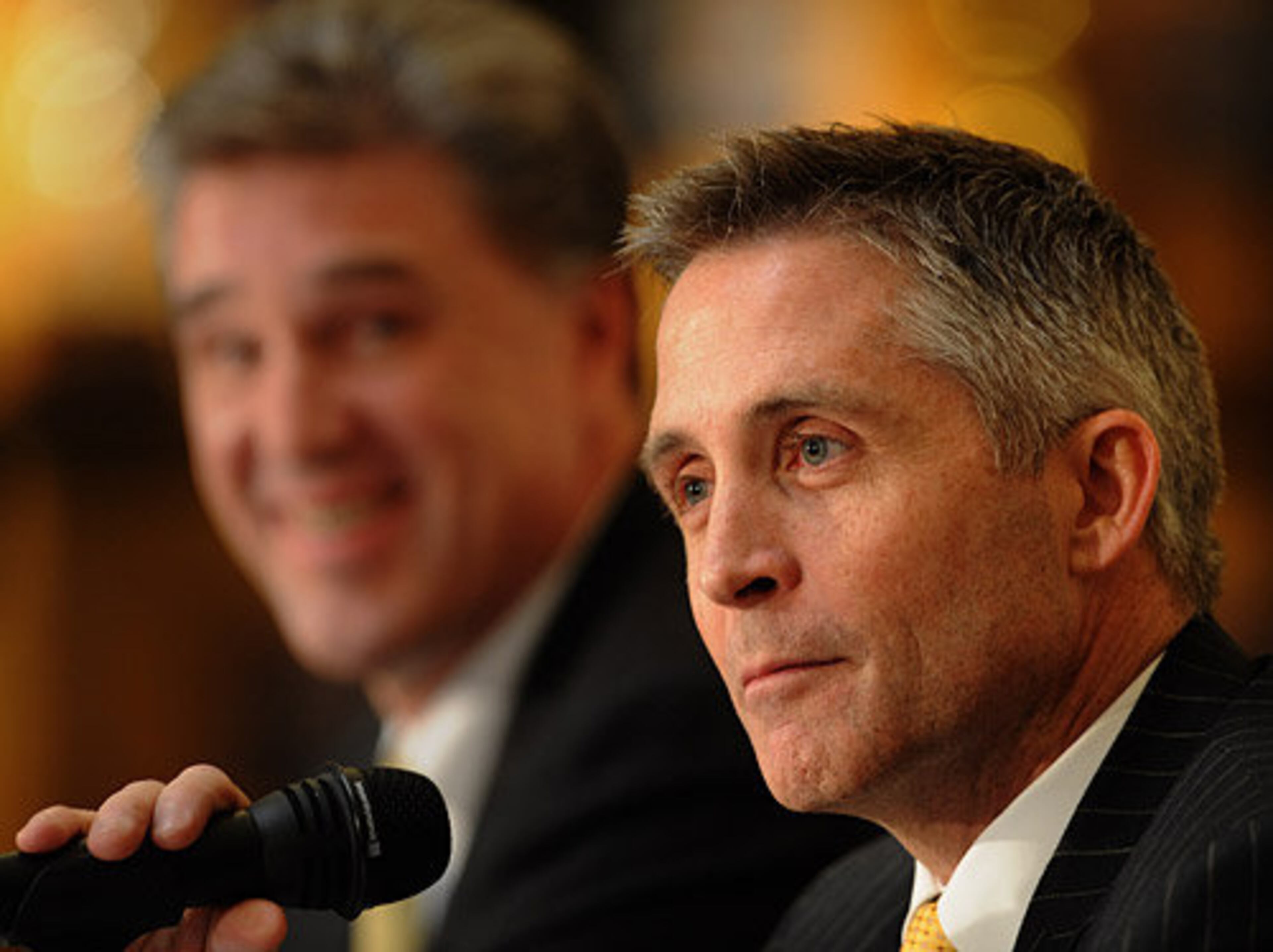 Georgia Tech hired longtime Dayton Flyers basketball coach Brian Gregory (right) to take over the Jackets' program March 28, 2011. Gregory had coached the Flyers since 2003, amassing a record of 172-94 overall and 70-58 in the Atlantic 10 conference. He led the Flyers to the NCAA tournament twice, once during his inaugural season in 2003-04 and again in 2008-09. Dayton won the NIT championship in 2010. - Doug Roberson, AJC