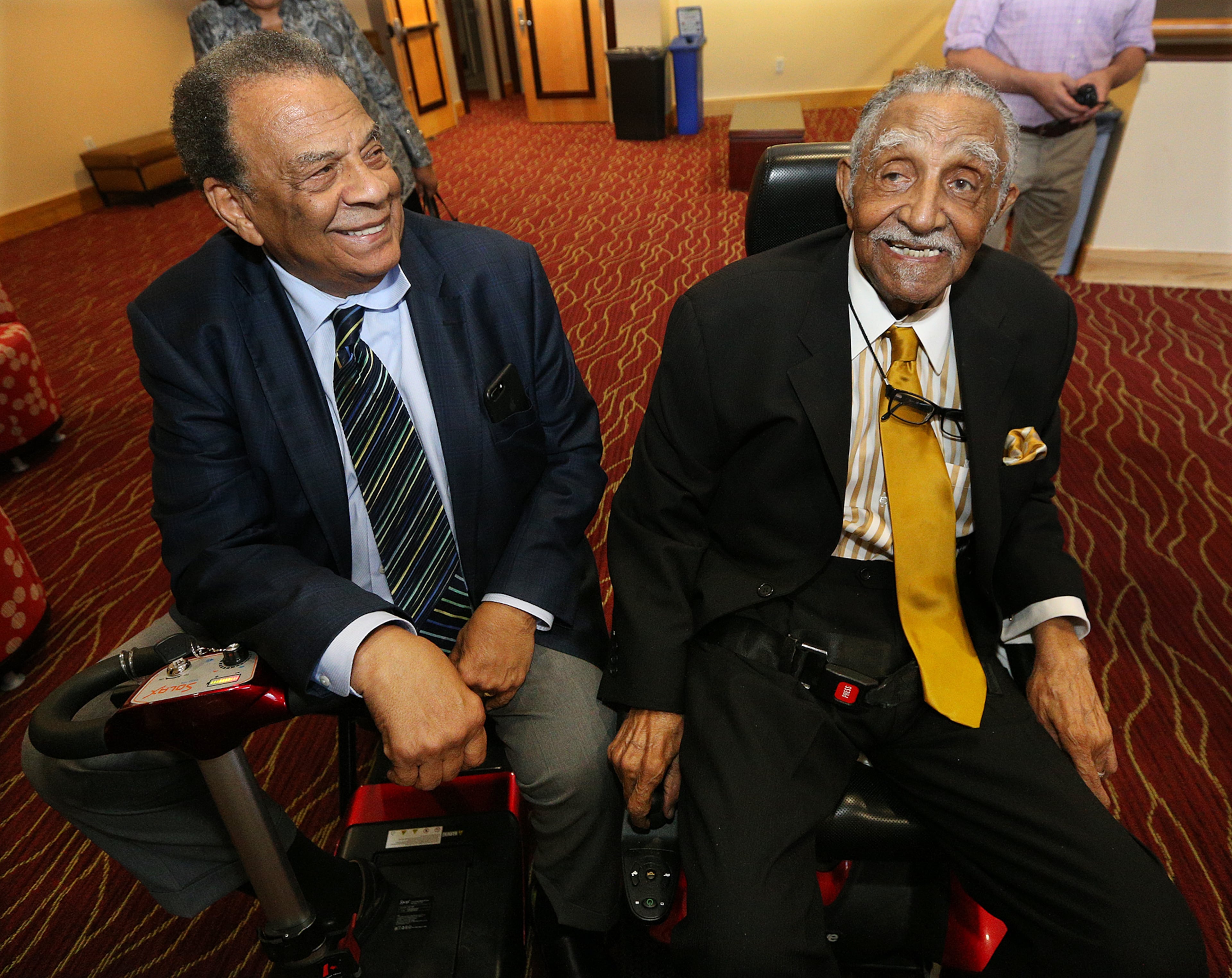Ambassador Andrew Young (left) and Lowery get together in 2017. Curtis Compton/ccompton@ajc.com