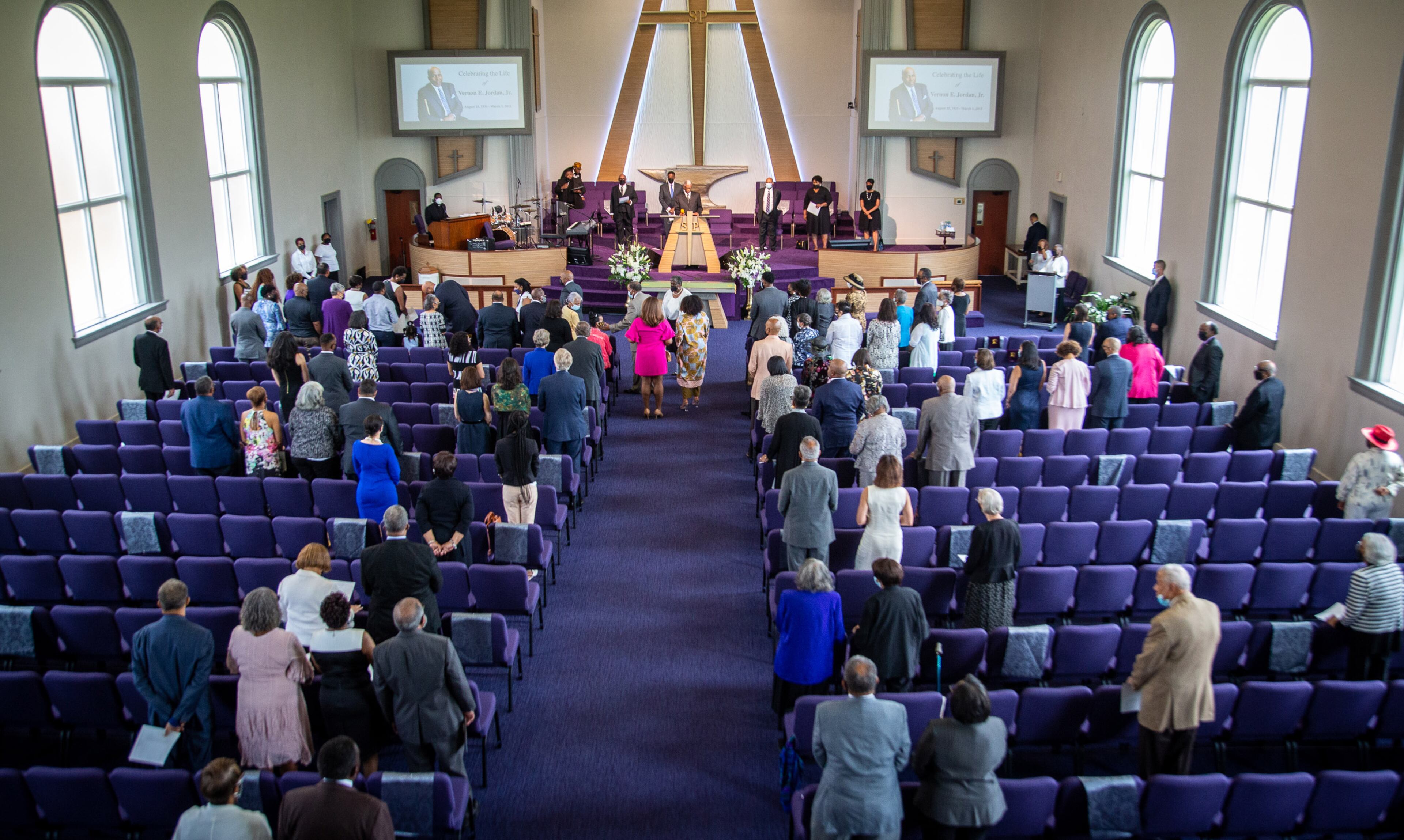 People enter St. Paul A.M.E. Church at the start of the celebration of life and dedication of the Jordan Family Life Center in Vernon Jordan's honor at St. Paul A.M.E. Church on Saturday, July 17, 2021. (Photo: Steve Schaefer for The Atlanta Journal-Constitution)