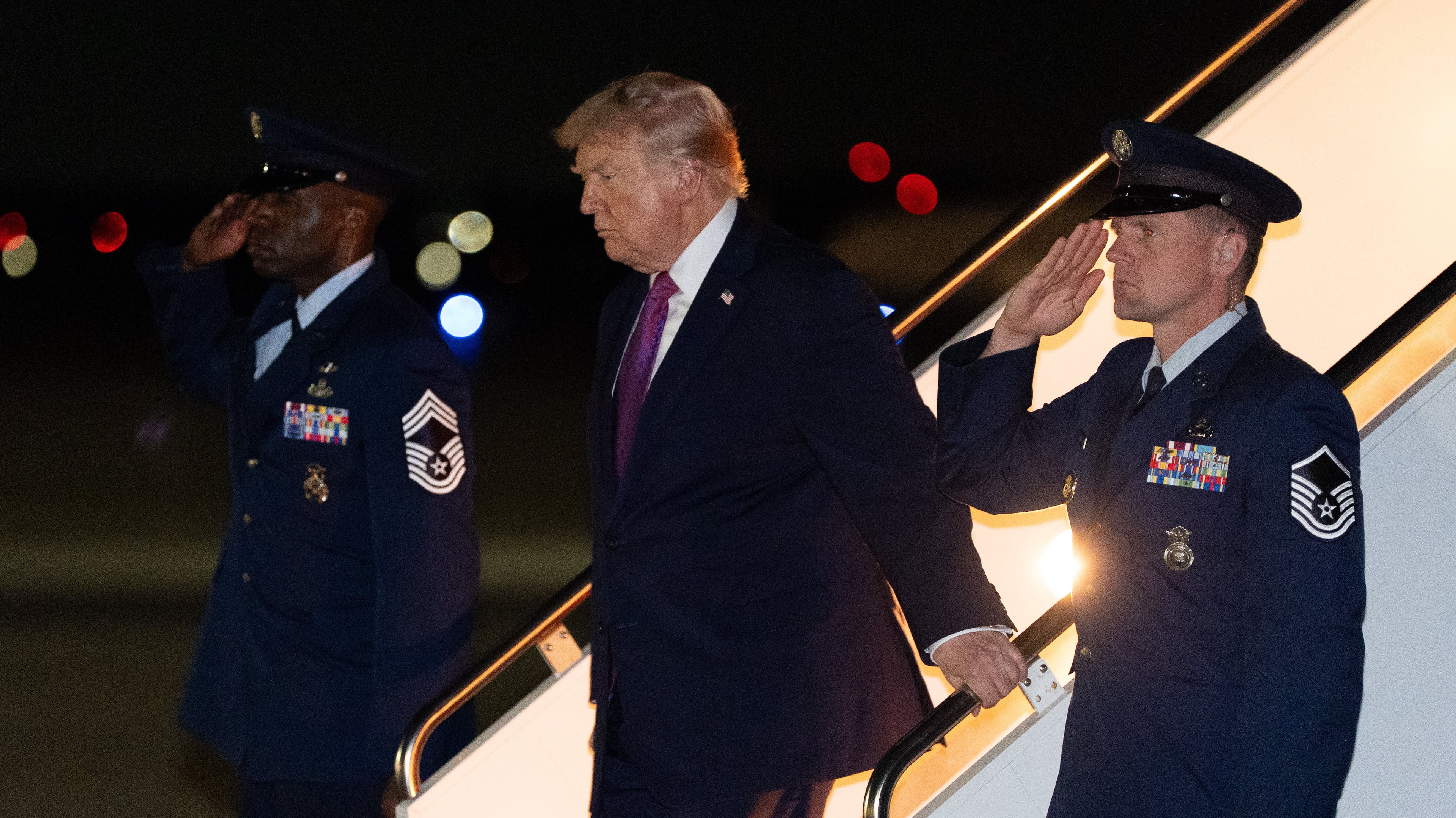 President Donald Trump arrives on Air Force One, Friday, April 17, 2026, at Joint Base Andrews, Md. (AP Photo/Alex Brandon)