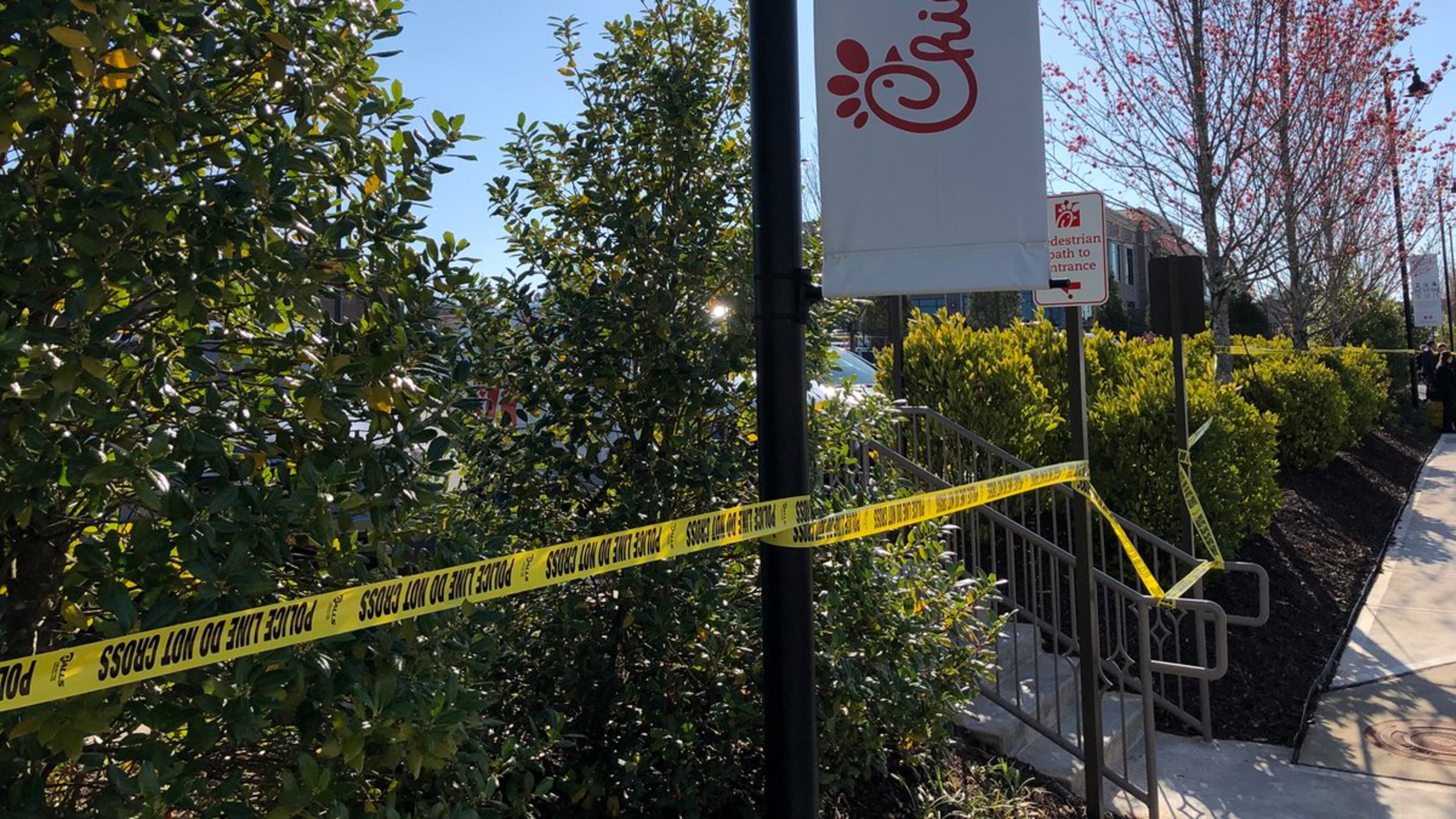 Police said shots were fired at a Chick-fil-A in Alpharetta on Thursday.