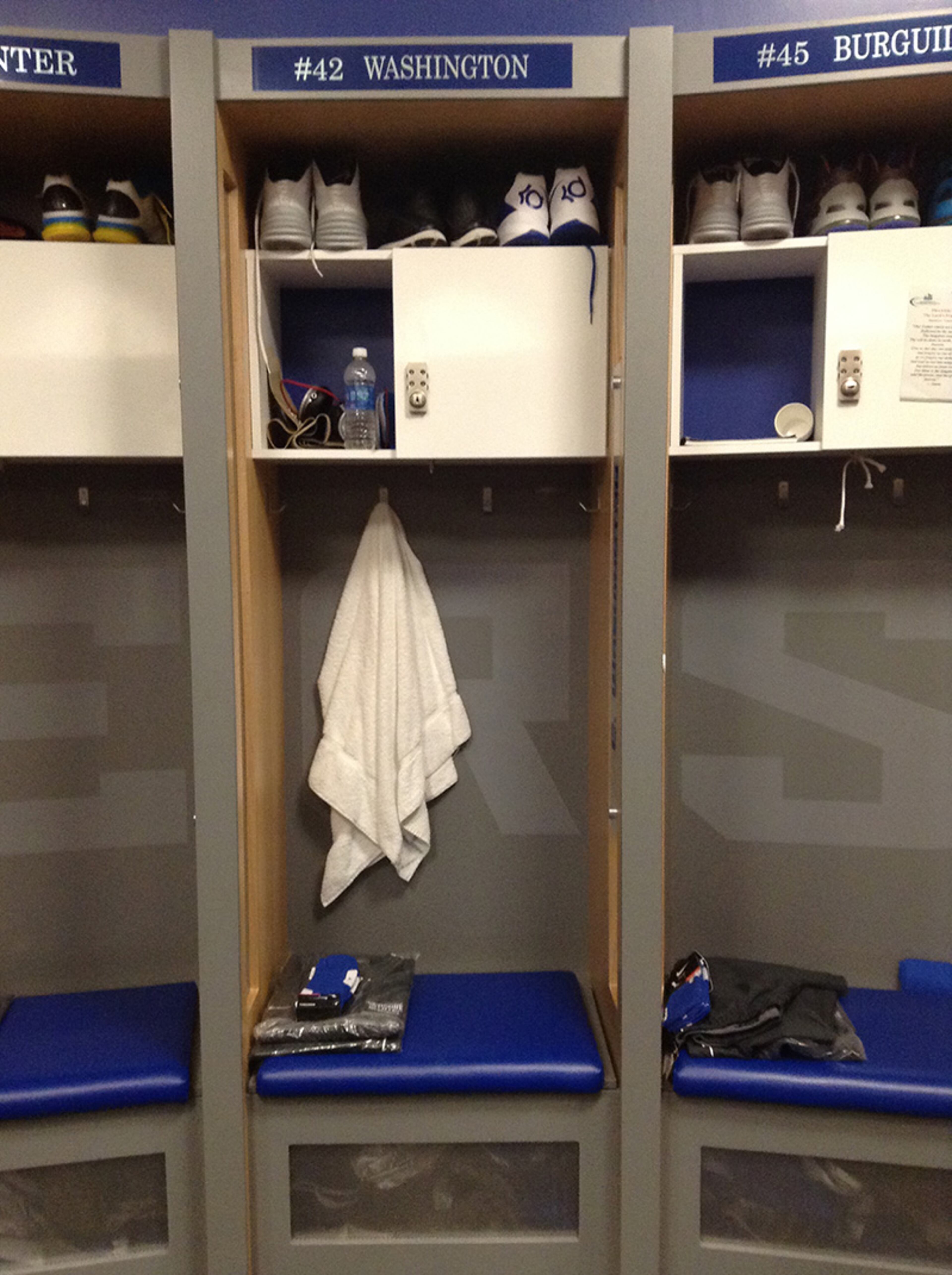 Panthers is spelled in the spacing inside the lockers of the men's facility.
