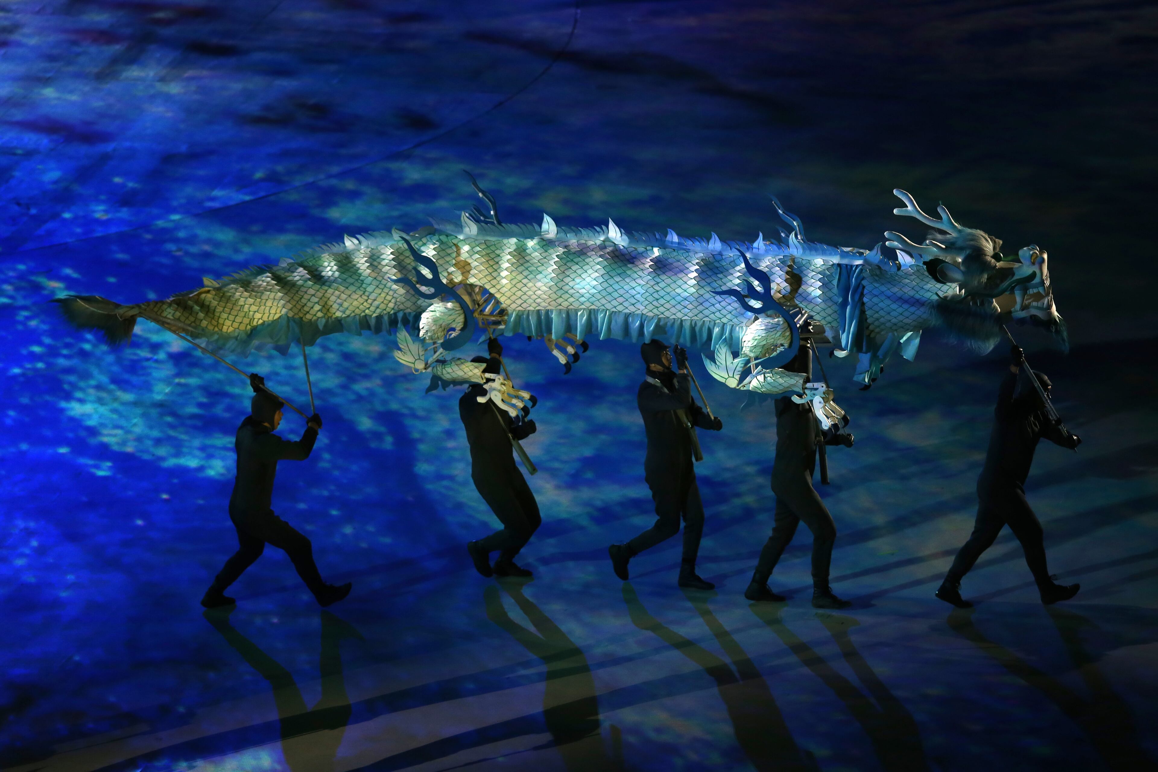 PYEONGCHANG-GUN, SOUTH KOREA - FEBRUARY 09: Entertainers perform during the Opening Ceremony of the PyeongChang 2018 Winter Olympic Games at PyeongChang Olympic Stadium on February 9, 2018 in Pyeongchang-gun, South Korea. (Photo by Dan Istitene/Getty Images)