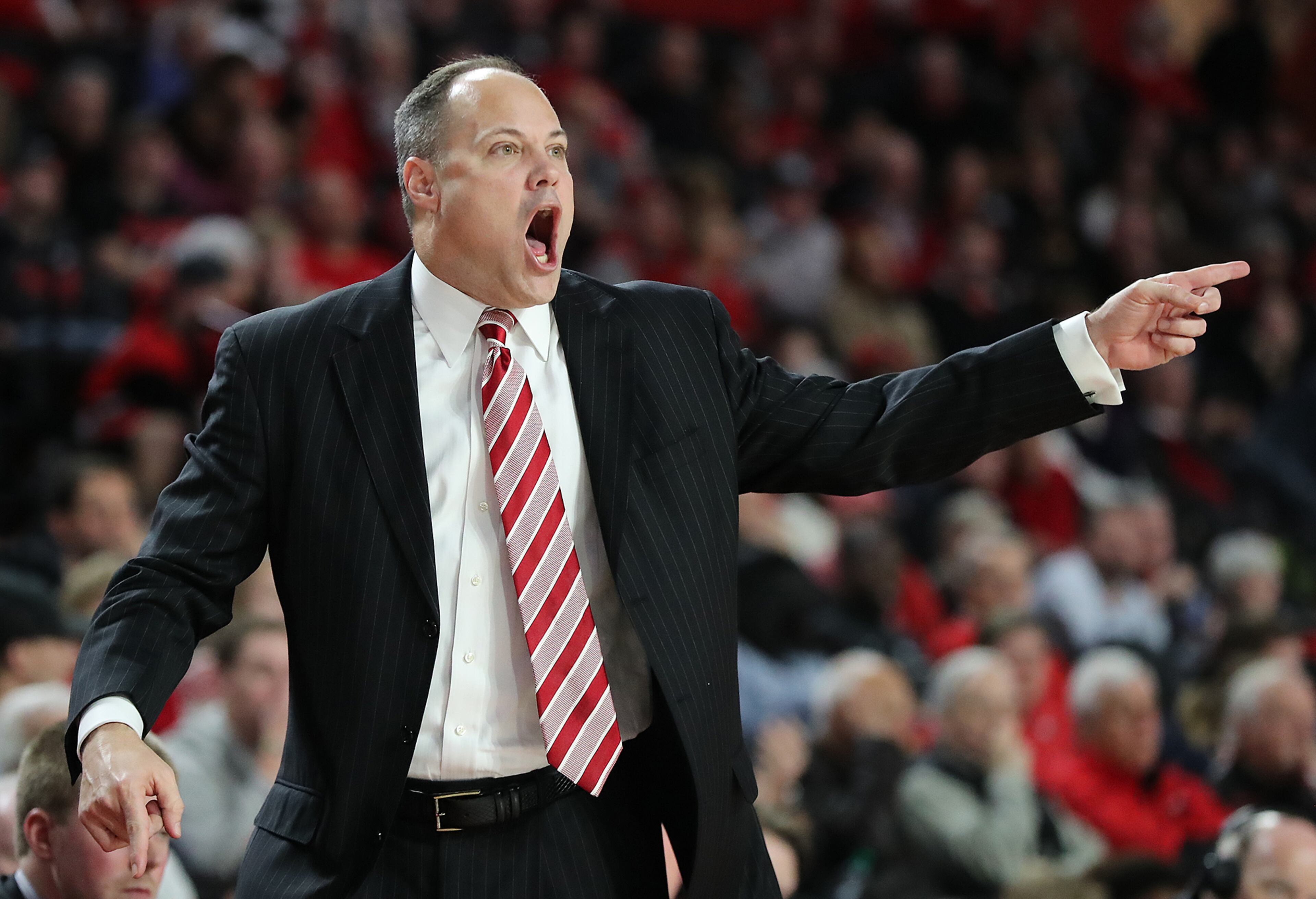 Feb 28, 2018 Athens: Georgia head coach Mark Fox calls a offense against Texas A&M in the final minutes of their NCAA college basketball game on Wednesday, Feb 28, 2018, in Athens. Curtis Compton/ccompton@ajc.com