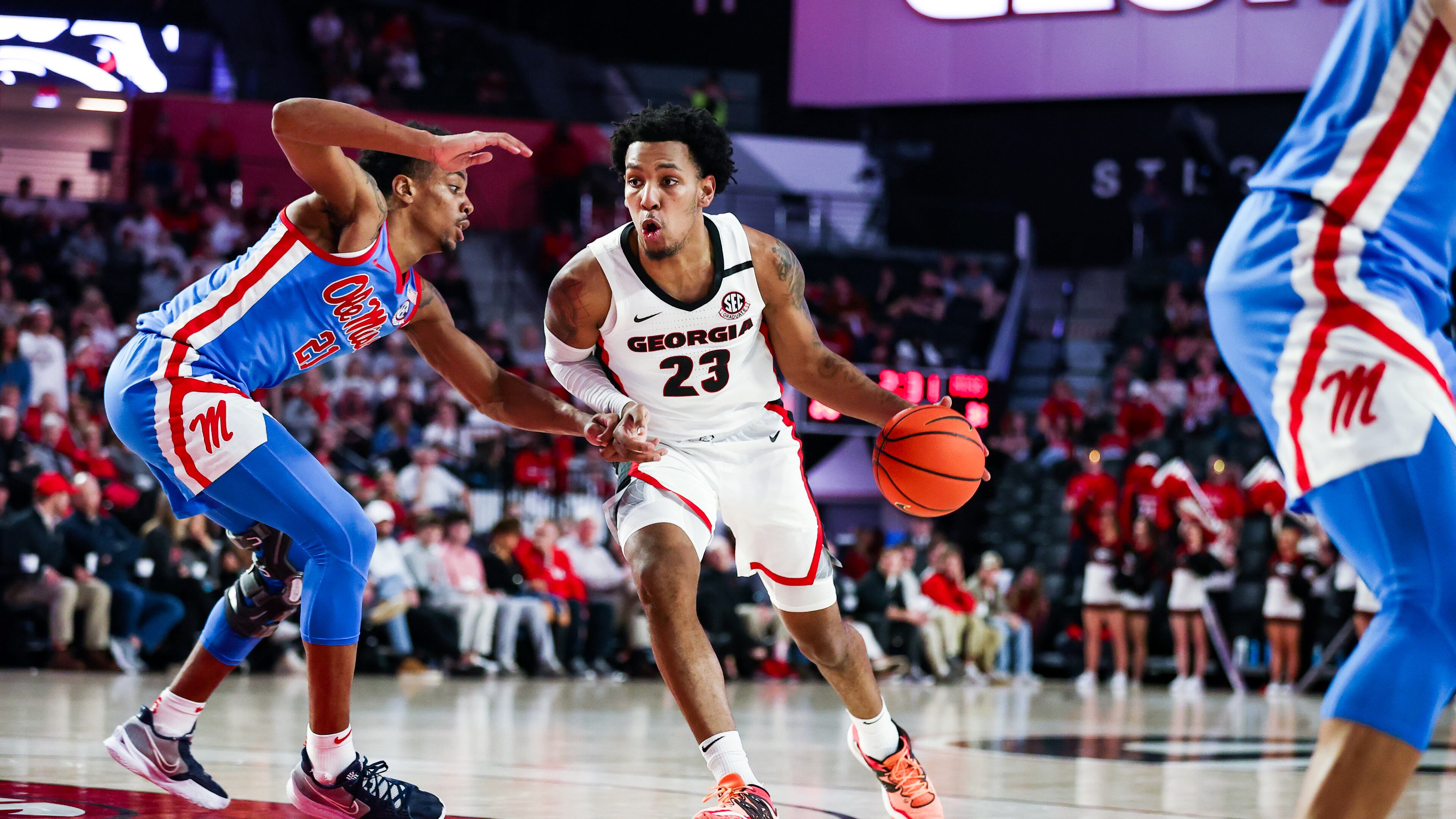Georgia's Braelen Bridges (23) scored 26, a career-high. (Tony Walsh/ Georgia Athletics)