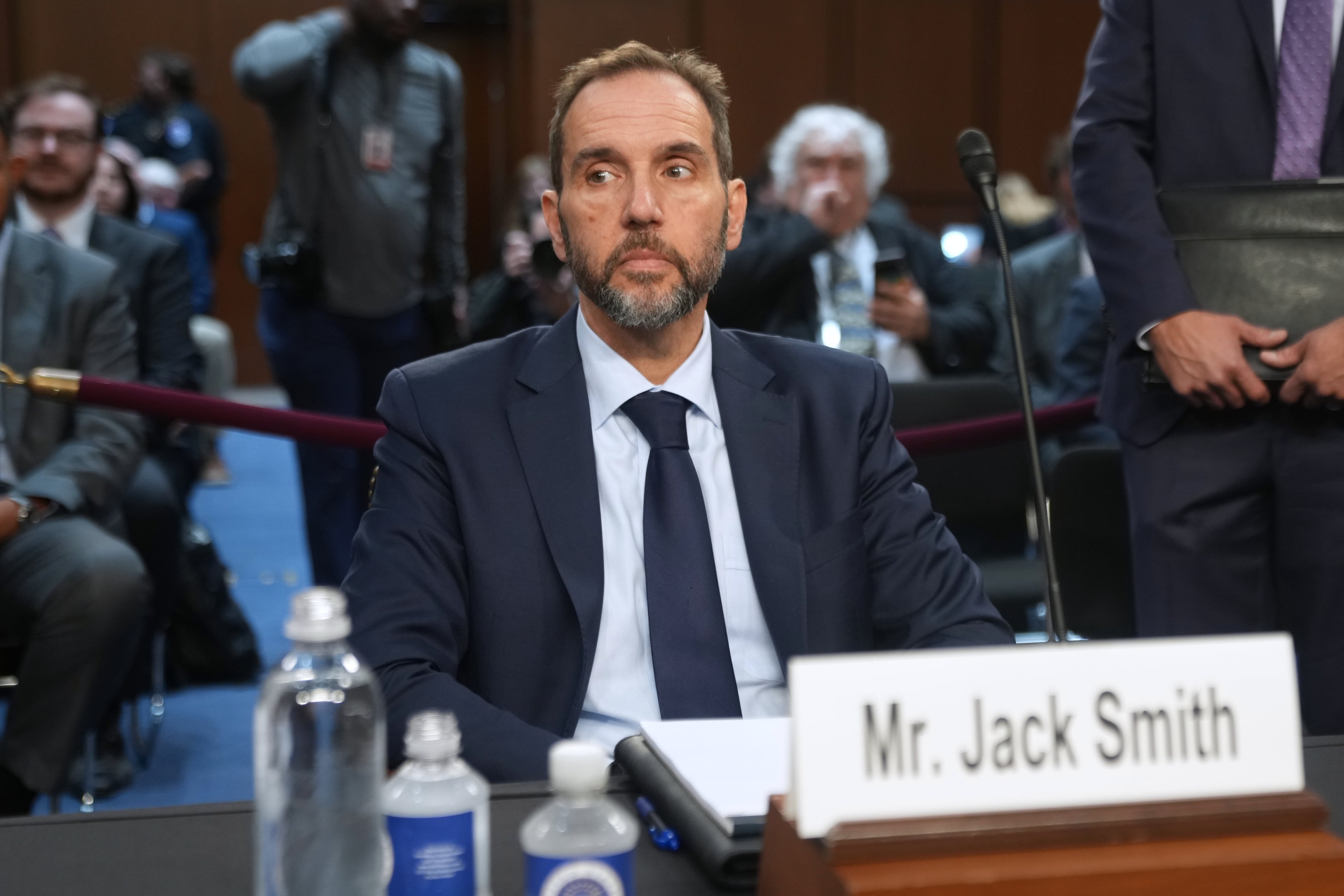 Former Justice Department special counsel Jack Smith testifies before the Senate Judiciary Committee at the Capitol in Washington on Tuesday. (Allison Robbert/AP)