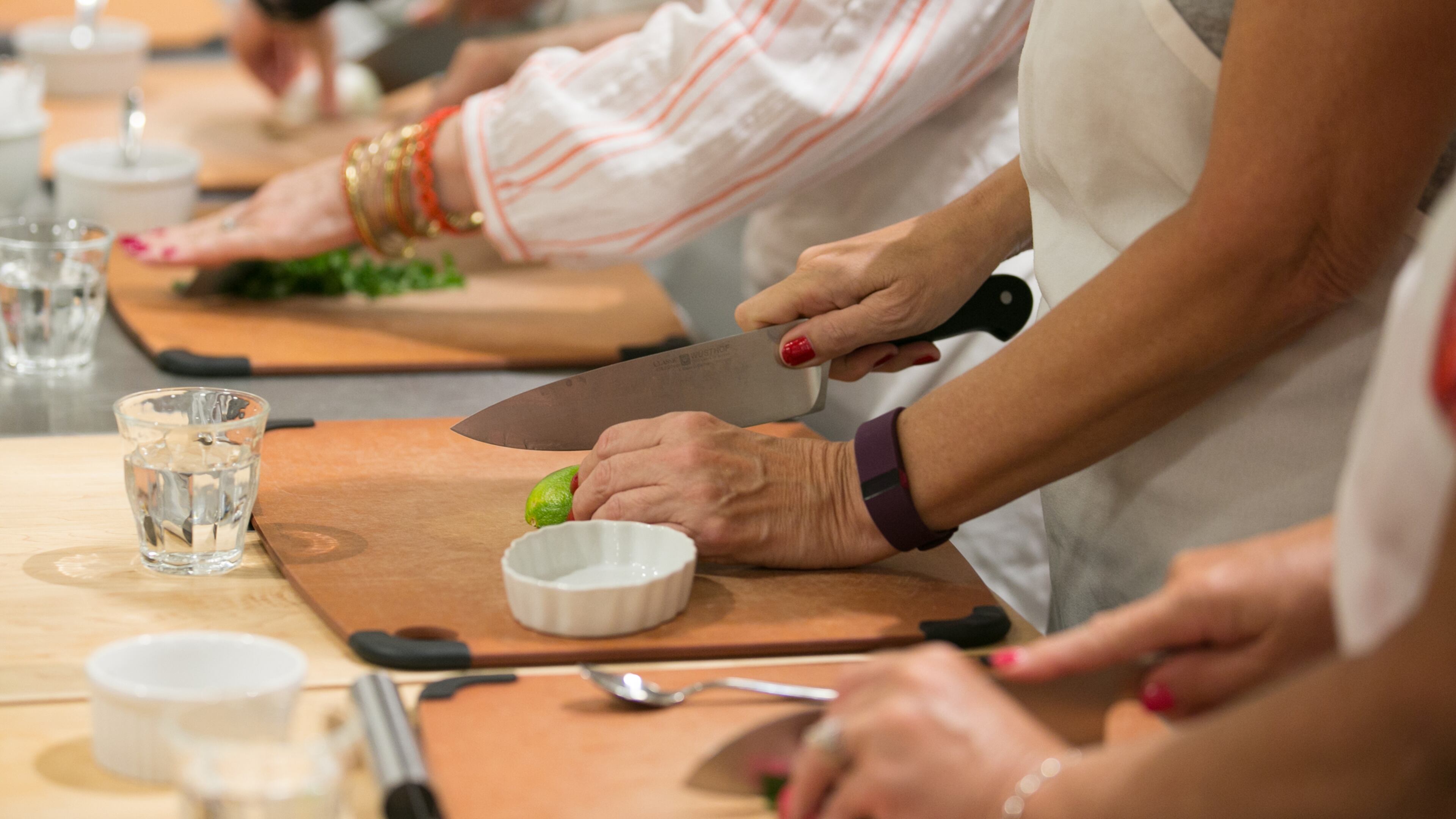 Students learn techniques at Sur La Table in Alpharetta.