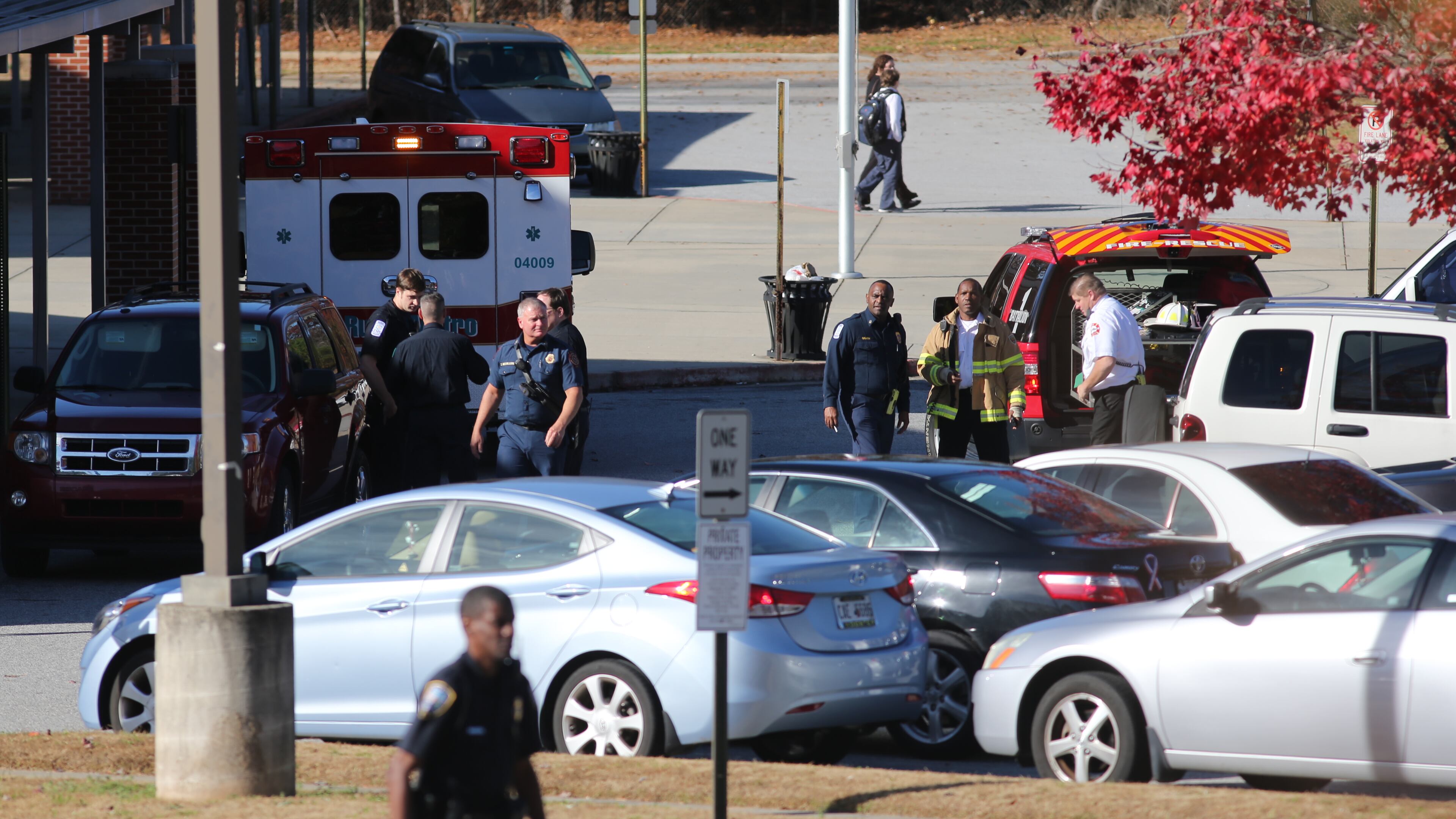 Several children at Sandy Springs Charter Middle School were moved outdoors Monday afternoon after they complained of burning eyes during a class. Fire department officials arrived at the school and 22 children, who were in a computer lab, were taken to an outdoor area.