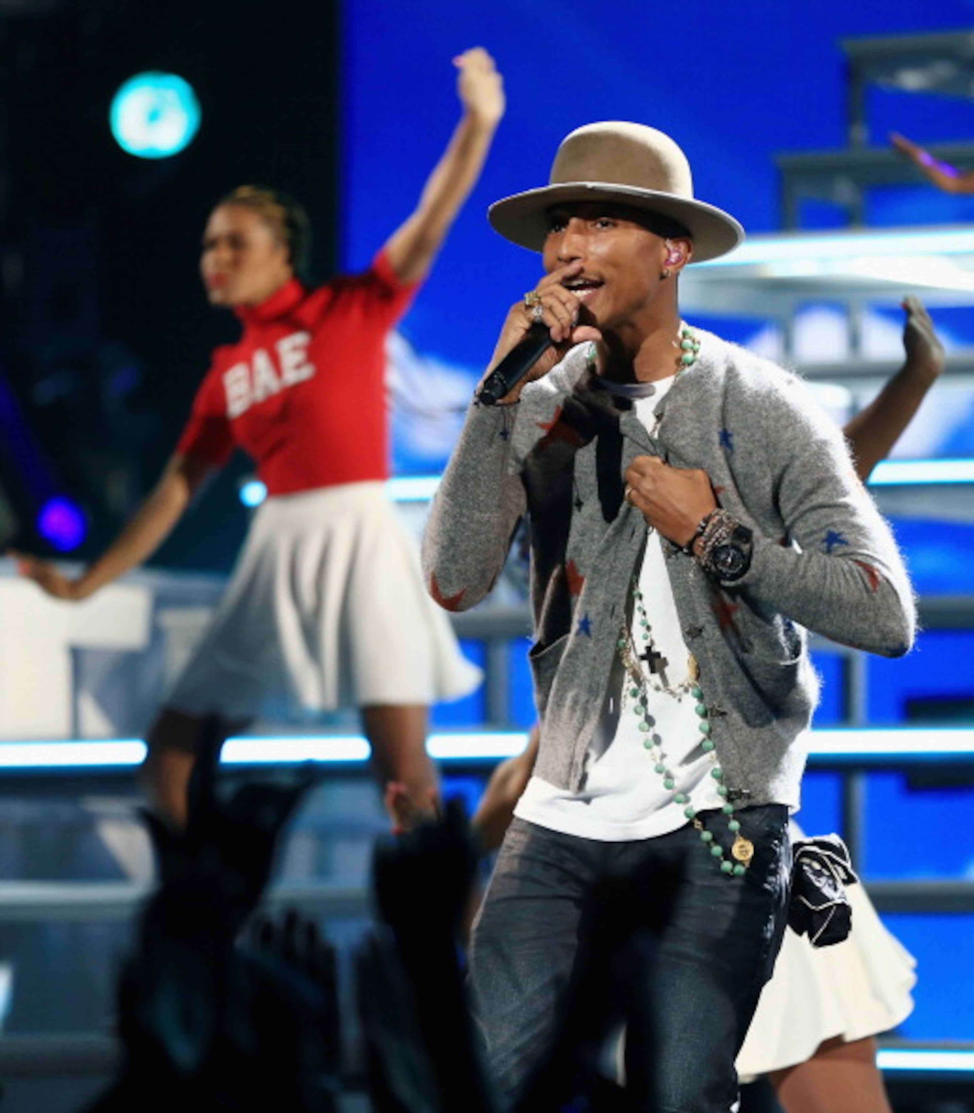 LOS ANGELES, CA - JUNE 29: Recording artist Pharrell Williams performs onstage during the BET AWARDS '14 at Nokia Theatre L.A. LIVE on June 29, 2014 in Los Angeles, California. (Photo by Christopher Polk/BET/Getty Images for BET)