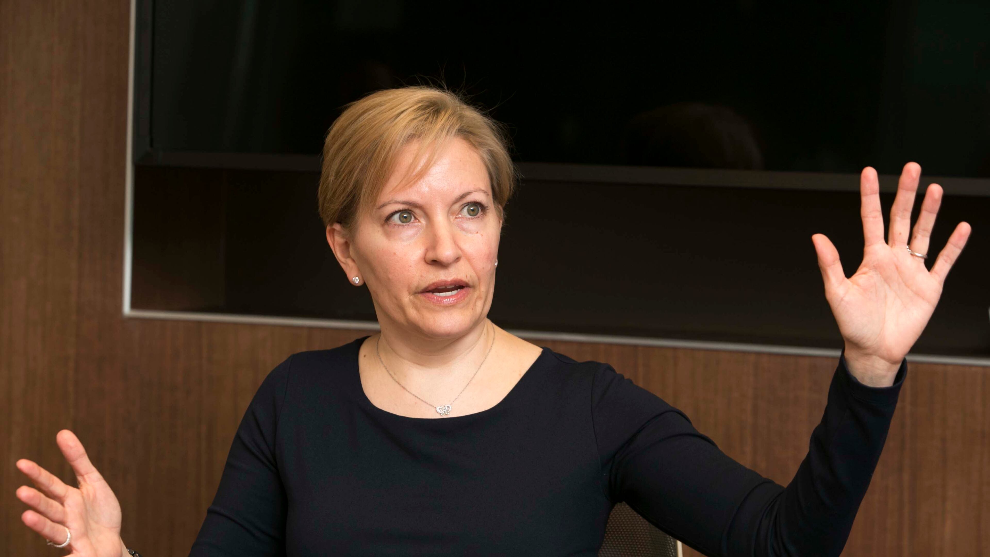 Julia Pastor talks about why she loves about working at Salesforce. The company was named top large workplace in the AJC's 2016 Top Workplaces report. (Phil Skinner, for the AJC)